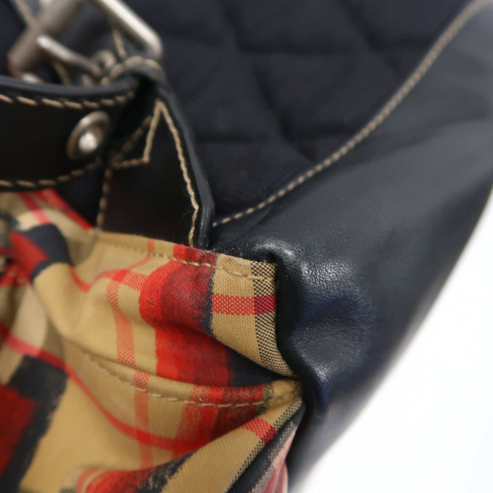 BURBERRY 帆布Backpack銀扣背包紅色/啡色