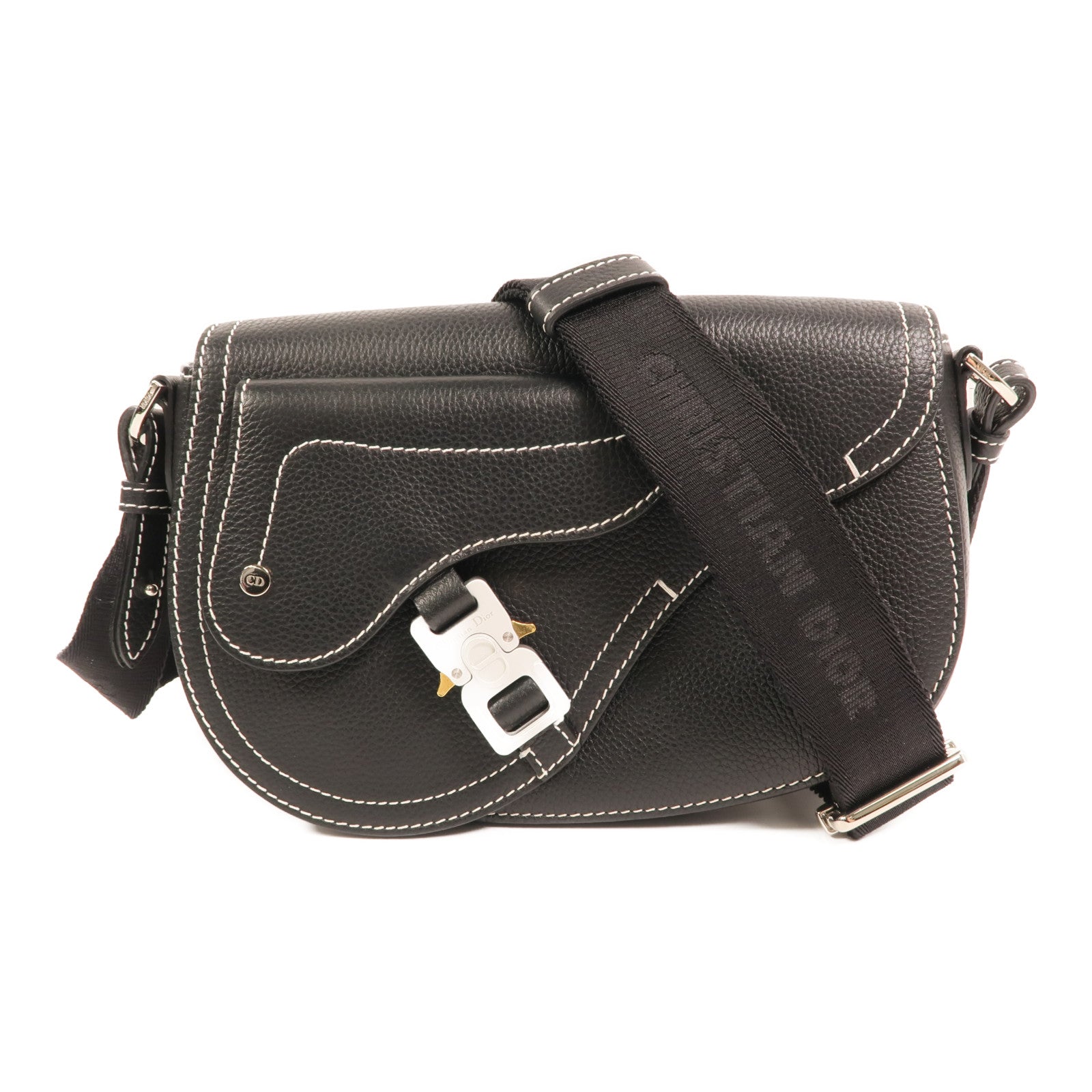 Dior 【激減優惠】牛皮皮革Saddle Grained銀扣肩背袋