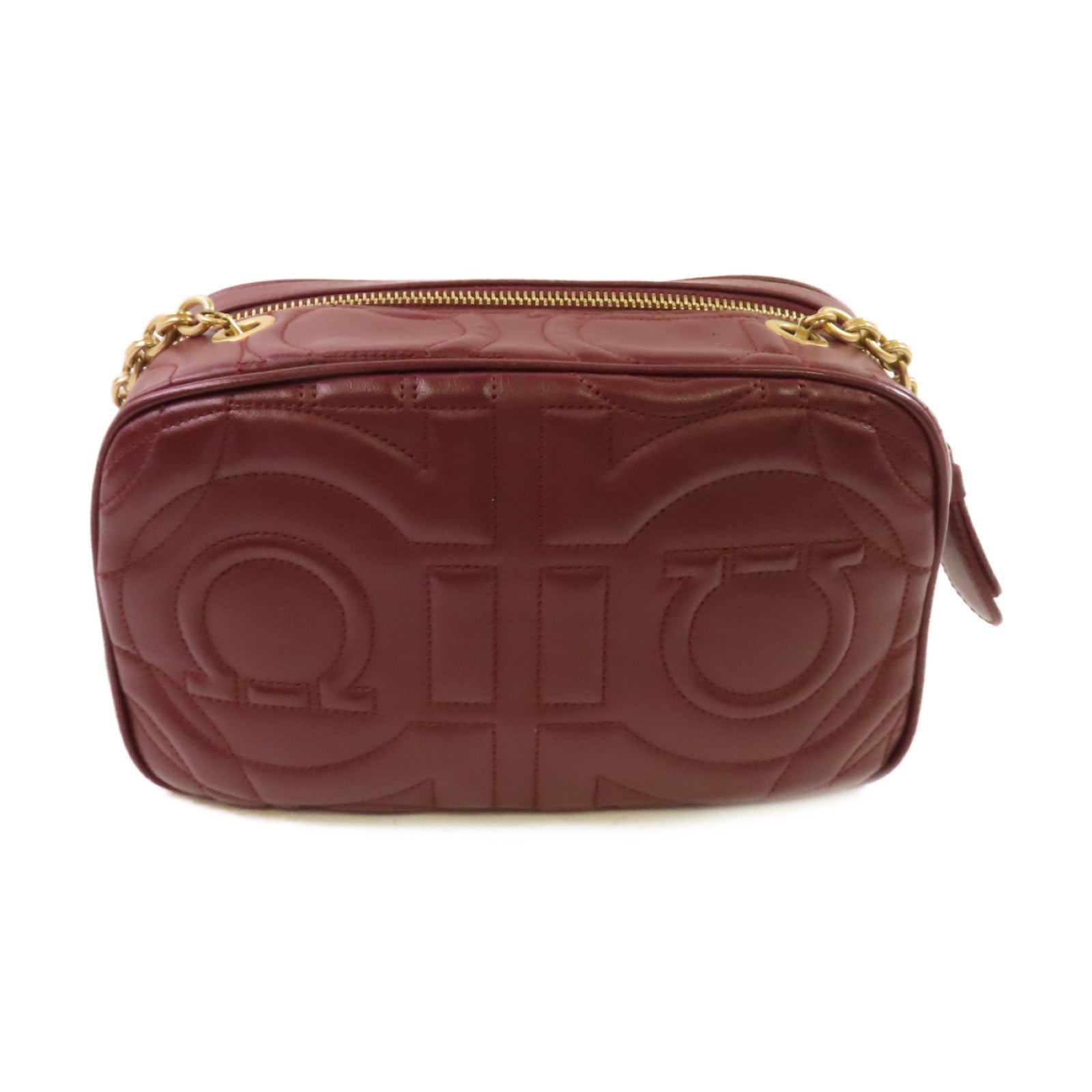 Salvatore Ferragamo 牛皮皮革Gancini Camera Shoulder Bag金扣肩背袋酒紅色