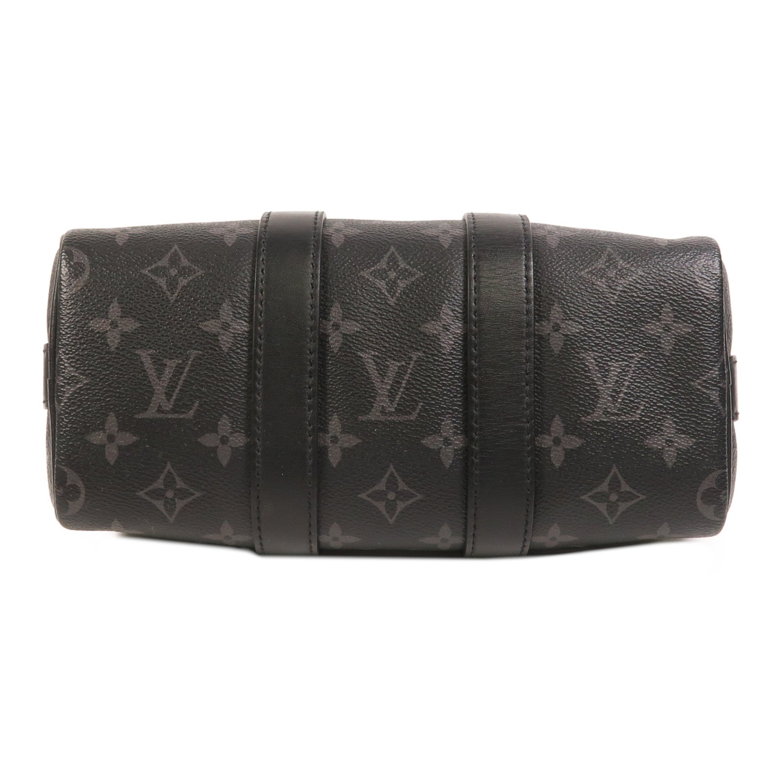 LOUIS VUITTON Monogram Eclipse Reverse Keepall Bandouliere 25銀扣手挽肩背兩用袋