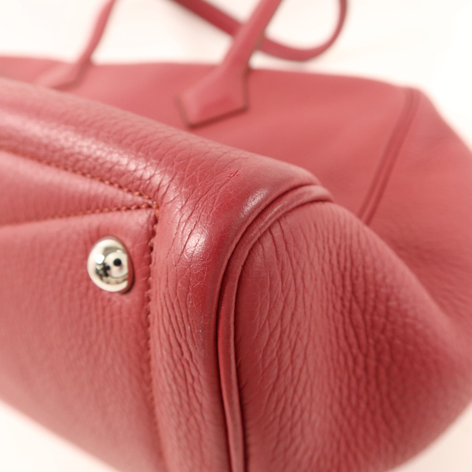 HERMES Clemence皮革Victoria銀扣手挽袋Rubis