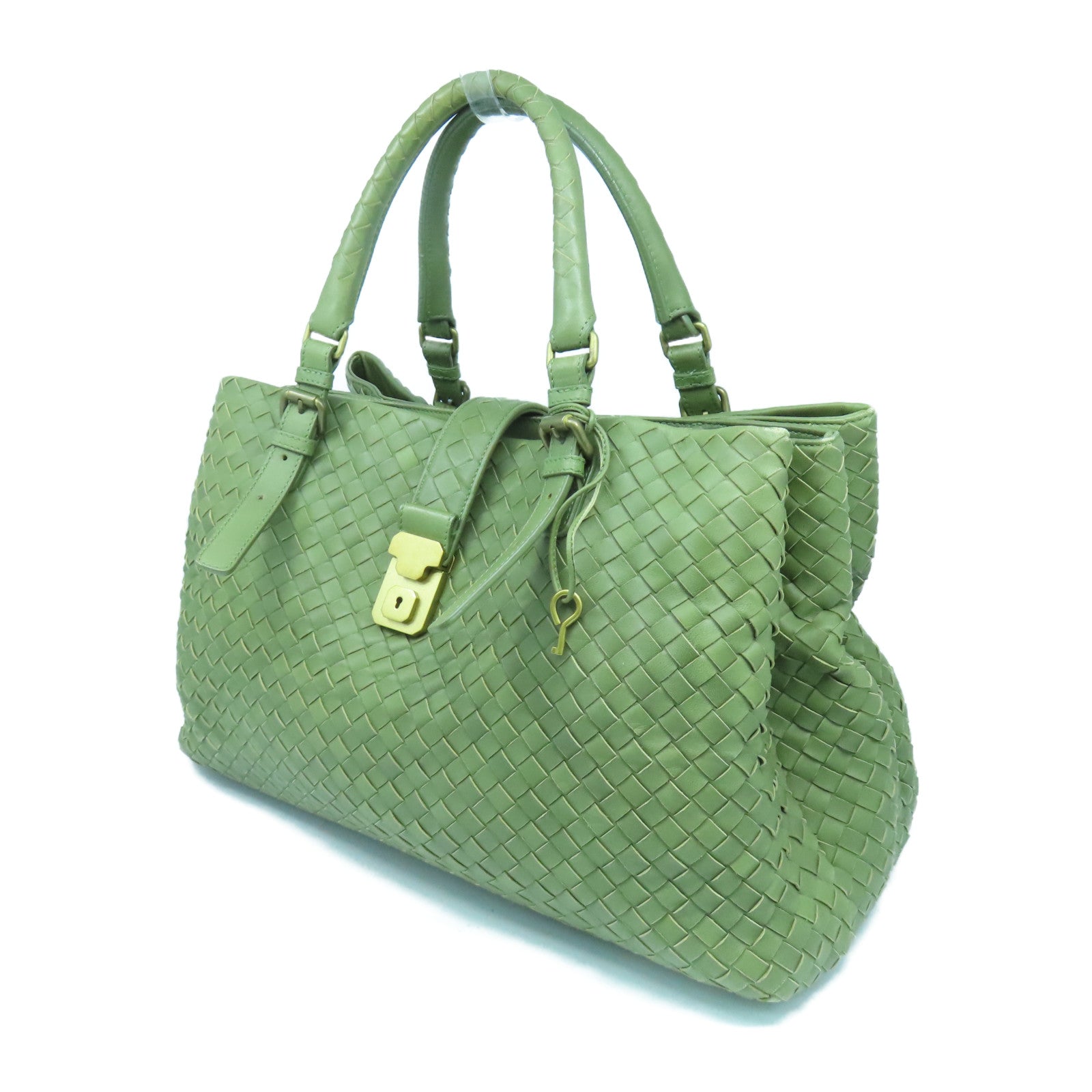 BOTTEGA VENETA 【激減優惠】羊皮皮革Handbag金扣手挽袋綠色