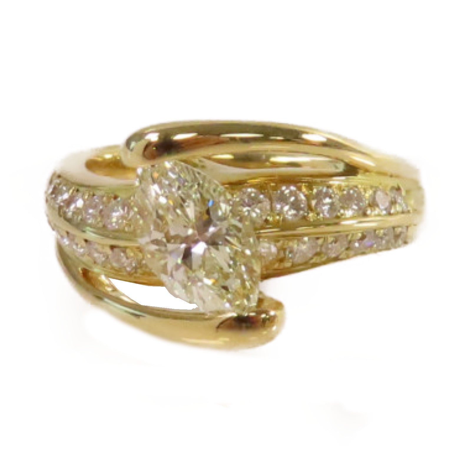 JEWELRY 【激減優惠】18K黃金/1.005ct/0.43ct鑽石Diamond Ring戒指US#5.5