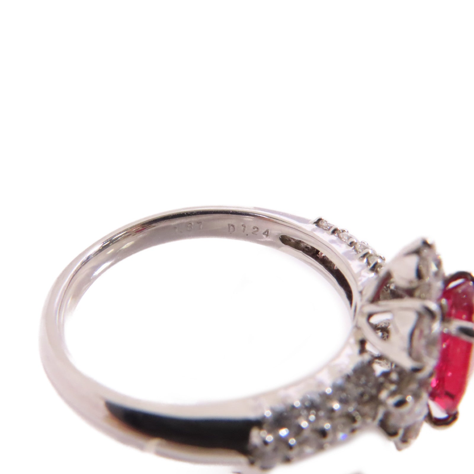 JEWELRY 【激減優惠】PT900鉑金/1.87ct紅寶石/1.24ct鑚石Ruby Diamond Ring戒指US#6.5