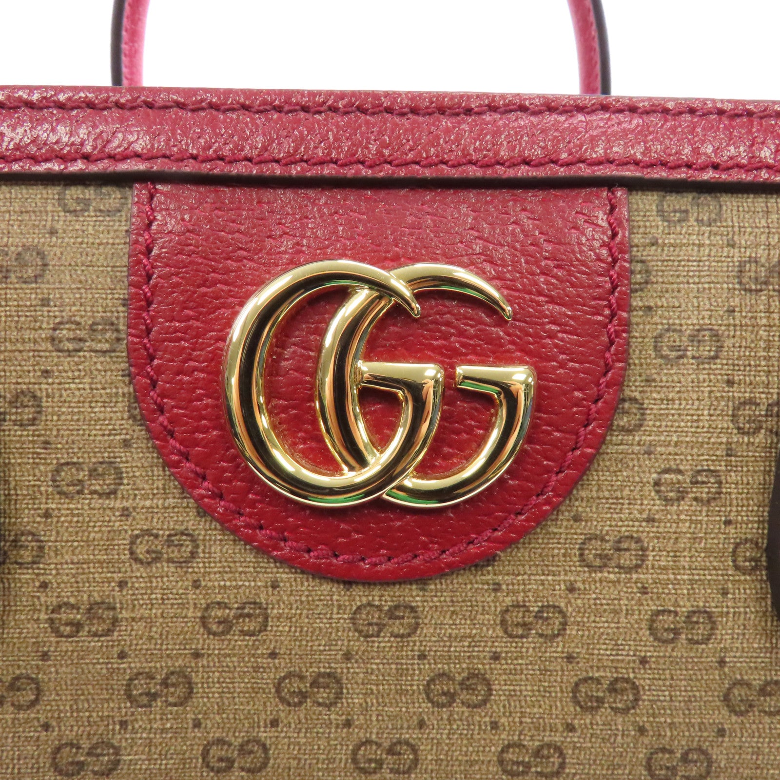 GUCCI 塗層帆布Doraemon 2 Way Tote金扣手挽肩背兩用袋啡色/紅色