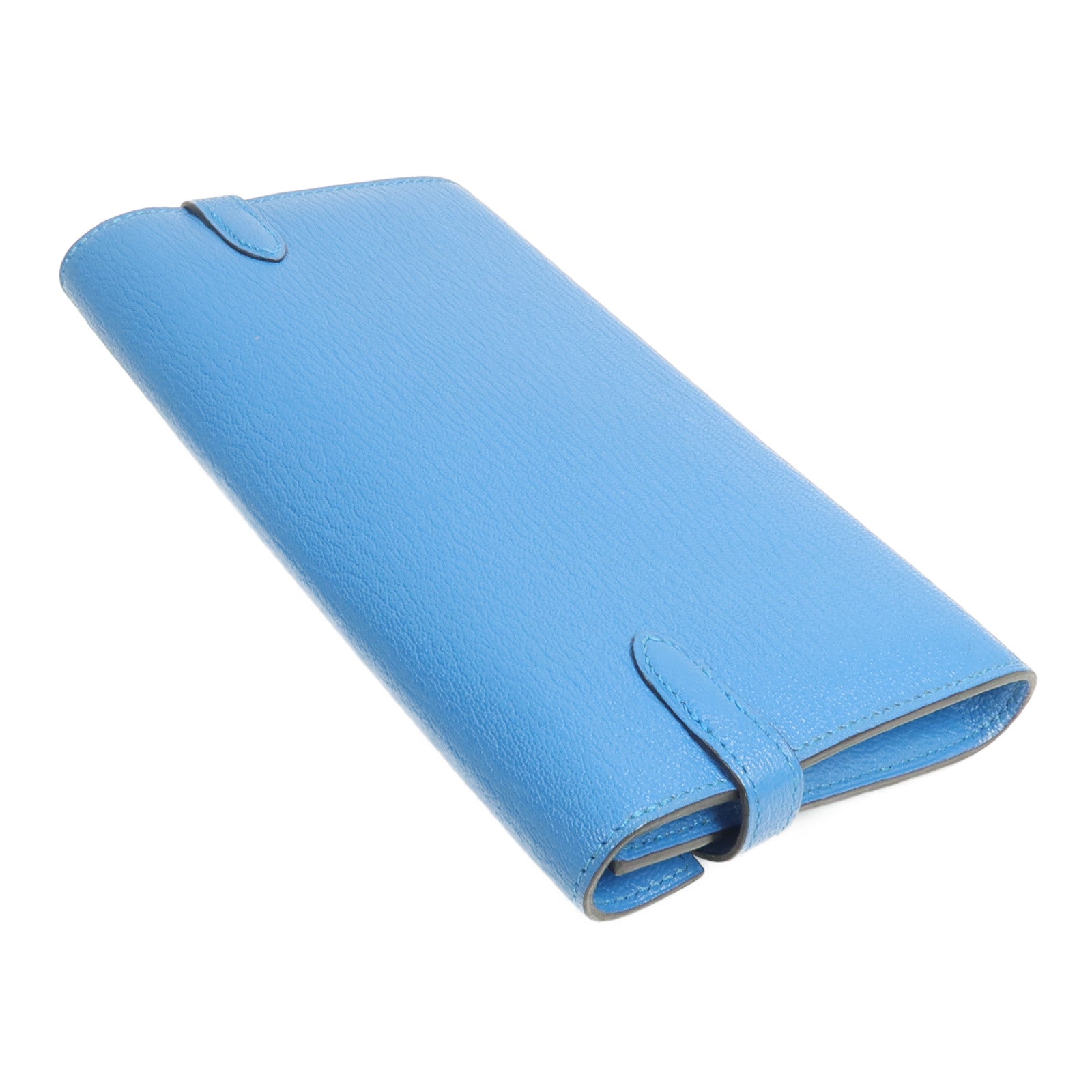 HERMES Chevre皮革Kelly wallet長錢包Bleu Zanzibar