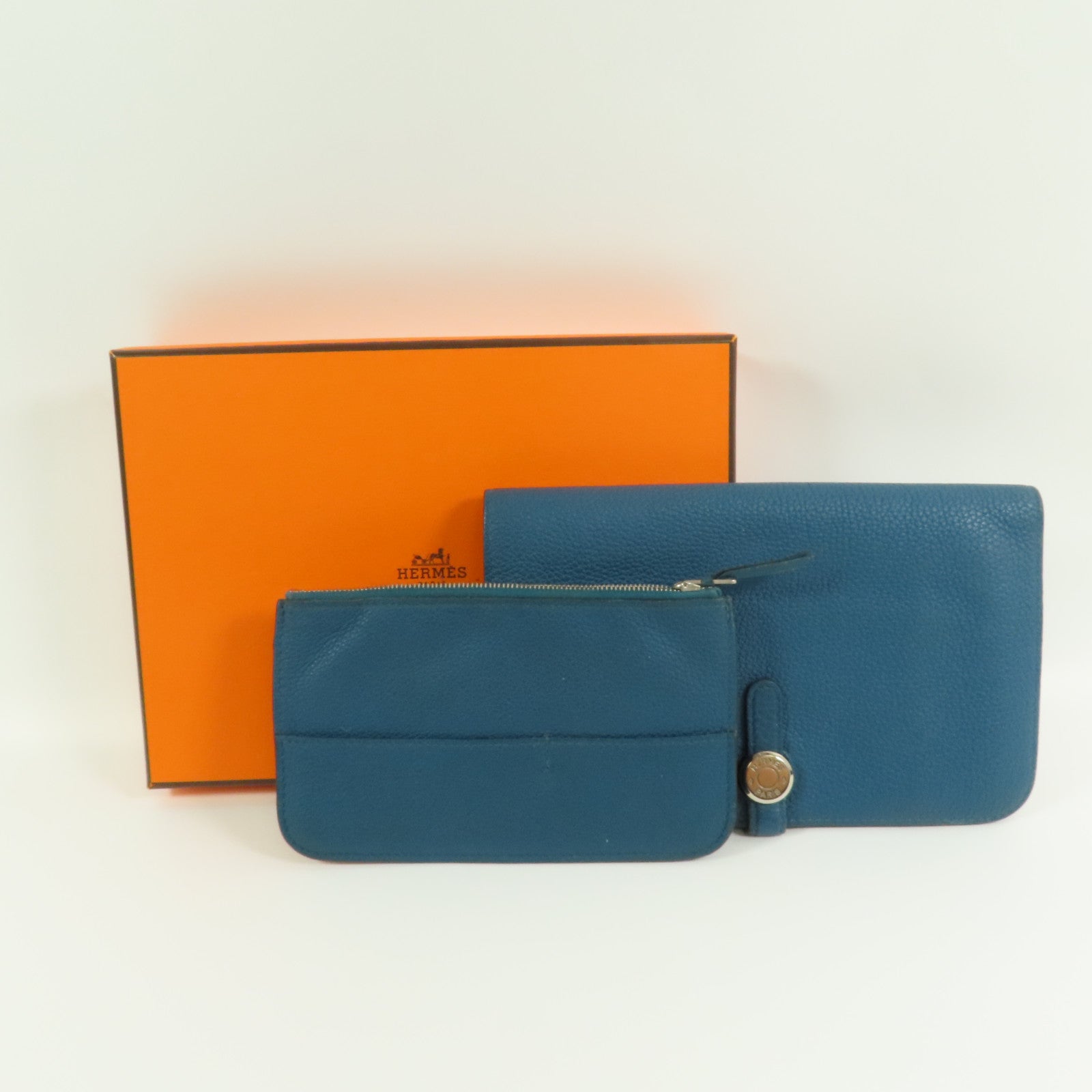 HERMES 【激減優惠】Clemence皮革Dogon Wallet銀扣長錢包Colvert