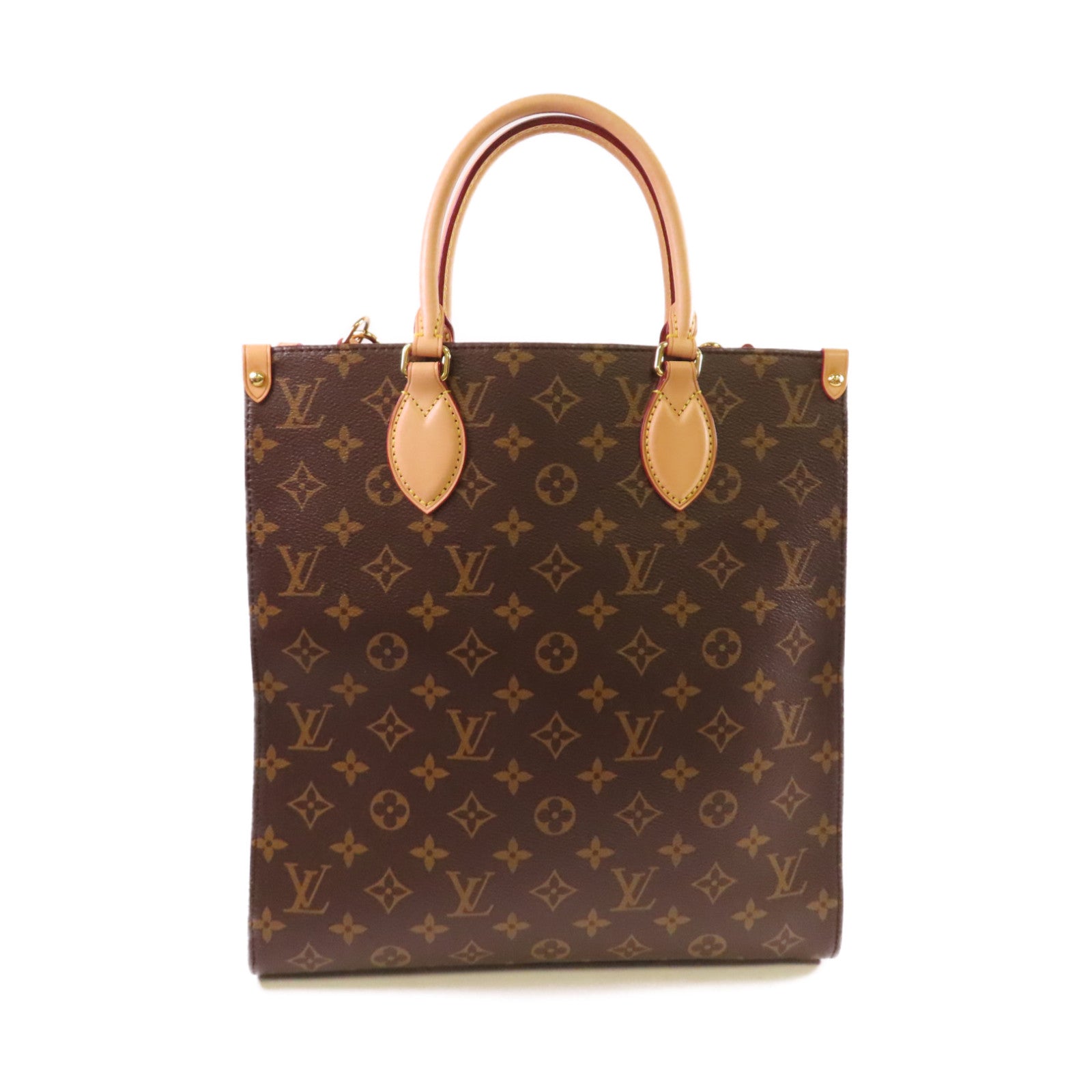 LOUIS VUITTON Monogram Sac Plat PM 2Way Tote Bag金扣手挽肩背兩用袋啡色