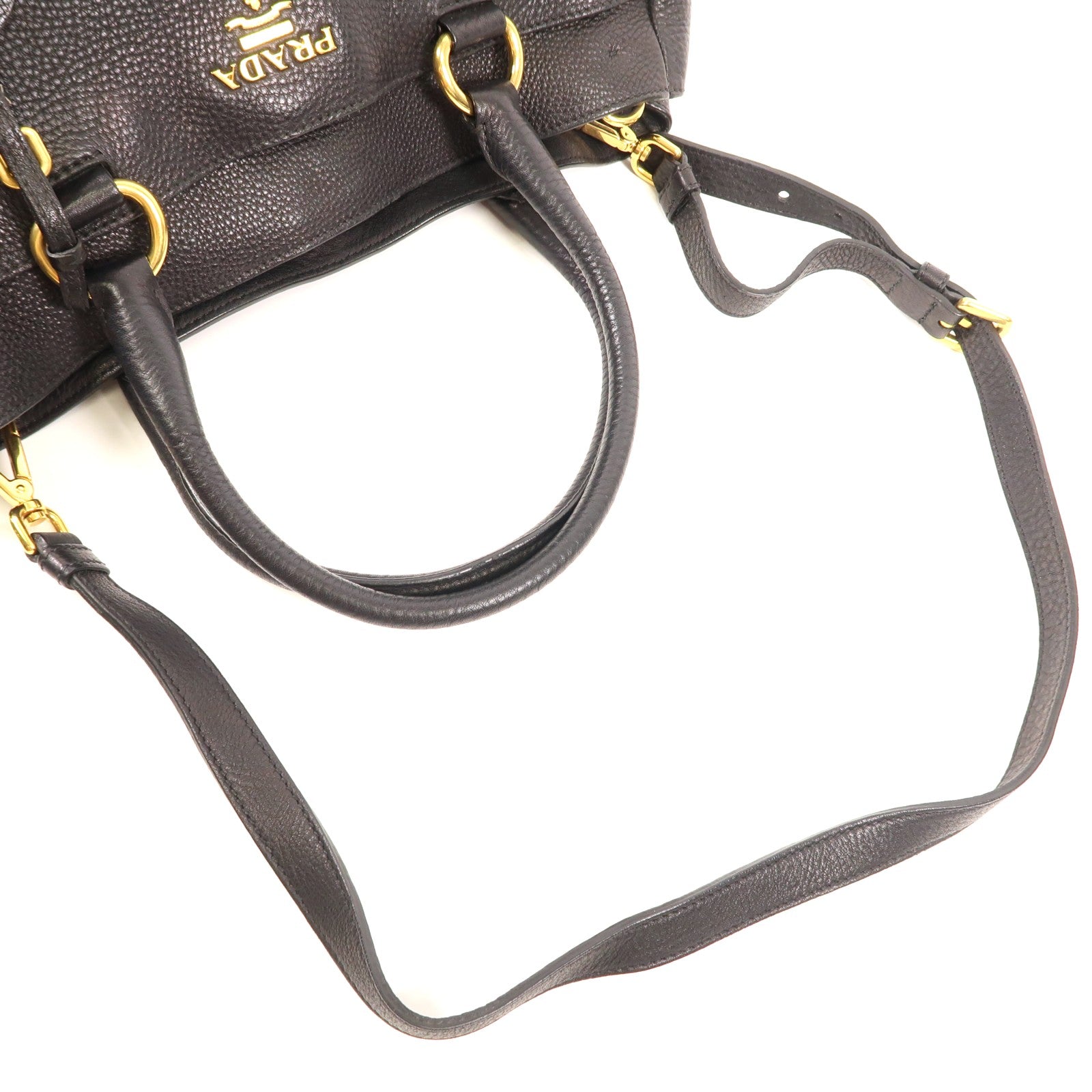 PRADA 牛皮皮革2 Way Shoulder金扣手挽肩背兩用袋