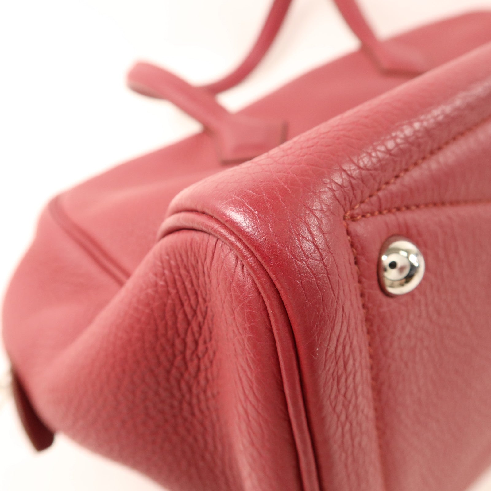 HERMES Clemence皮革Victoria銀扣手挽袋Rubis