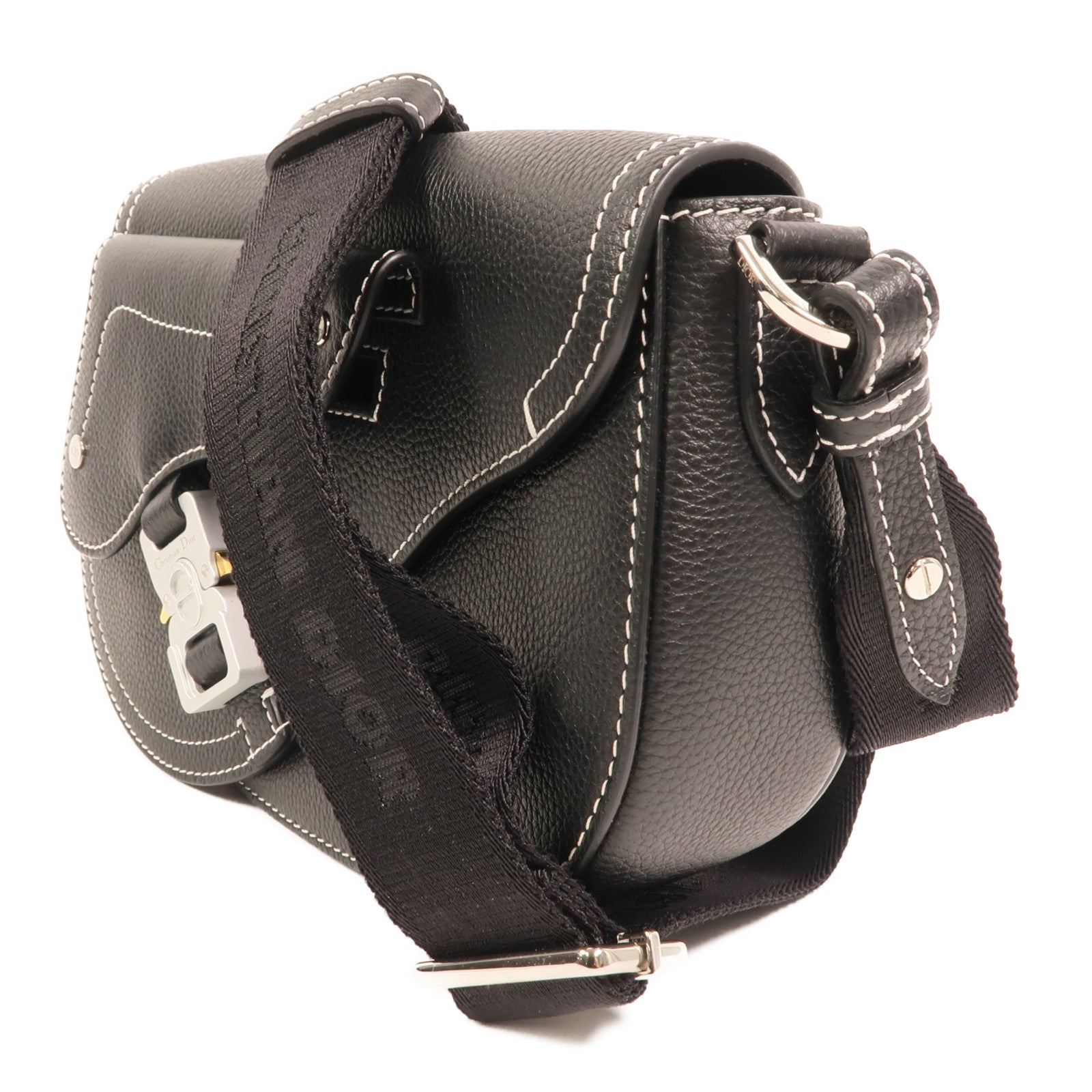 Dior 【激減優惠】牛皮皮革Saddle Grained銀扣肩背袋