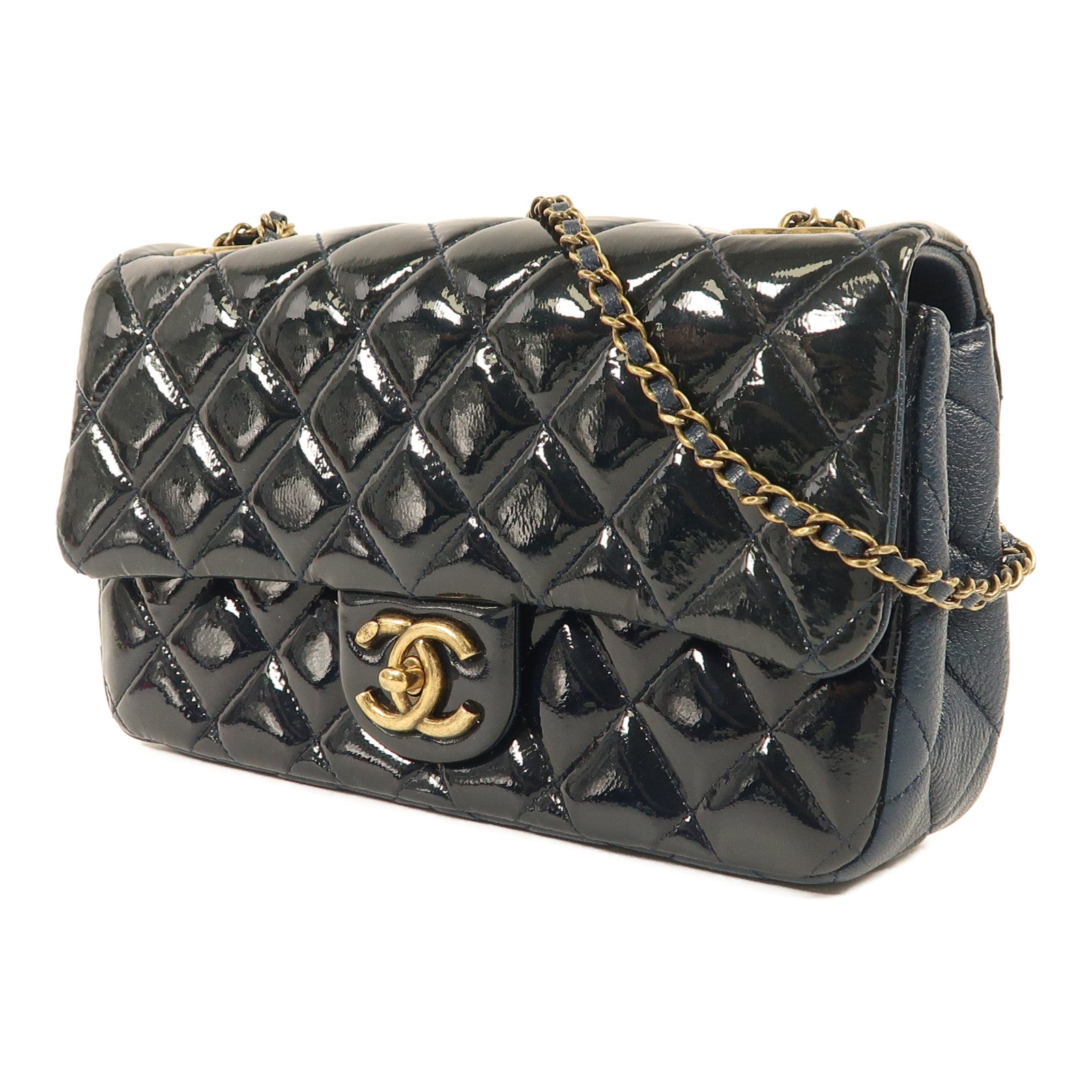 CHANEL 漆皮皮革Chain Shoulder鏈帶肩背袋