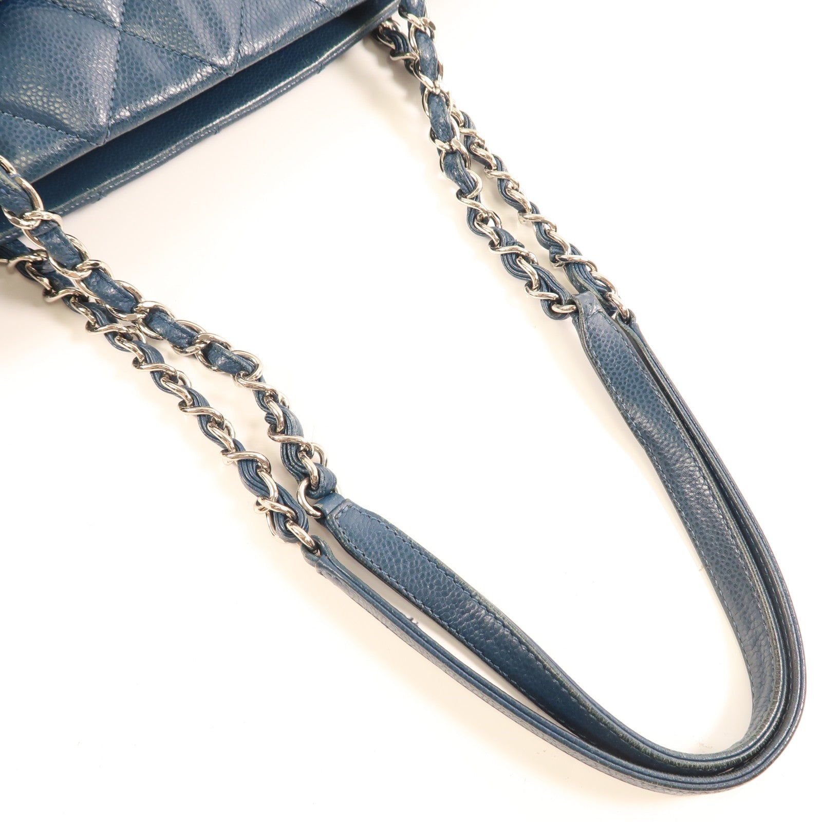 CHANEL 牛皮皮革Shoulder Bag銀扣肩背袋