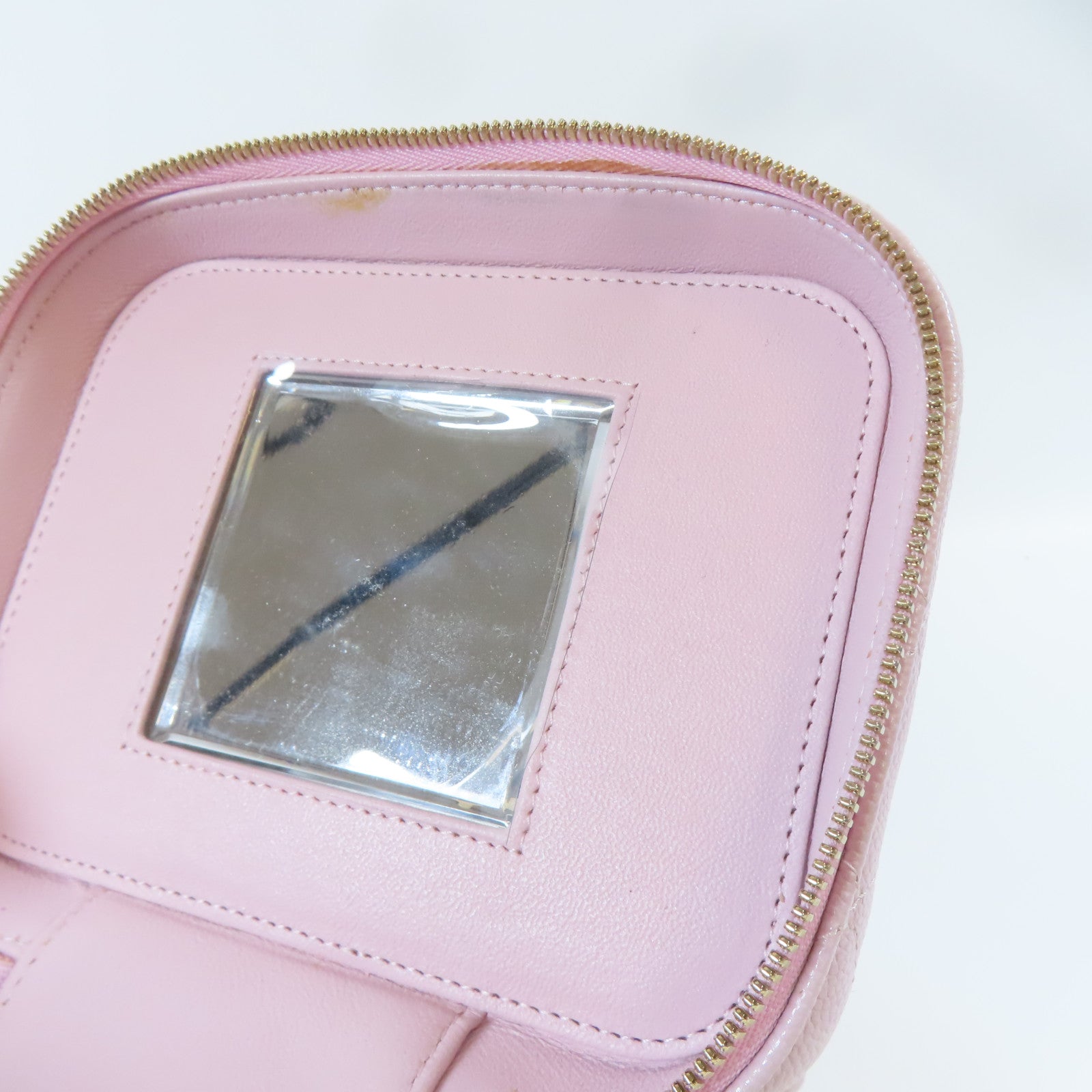 CHANEL 【激減優惠】菱格Caviar皮革Vanity Case金扣手挽肩背兩用袋粉紅色