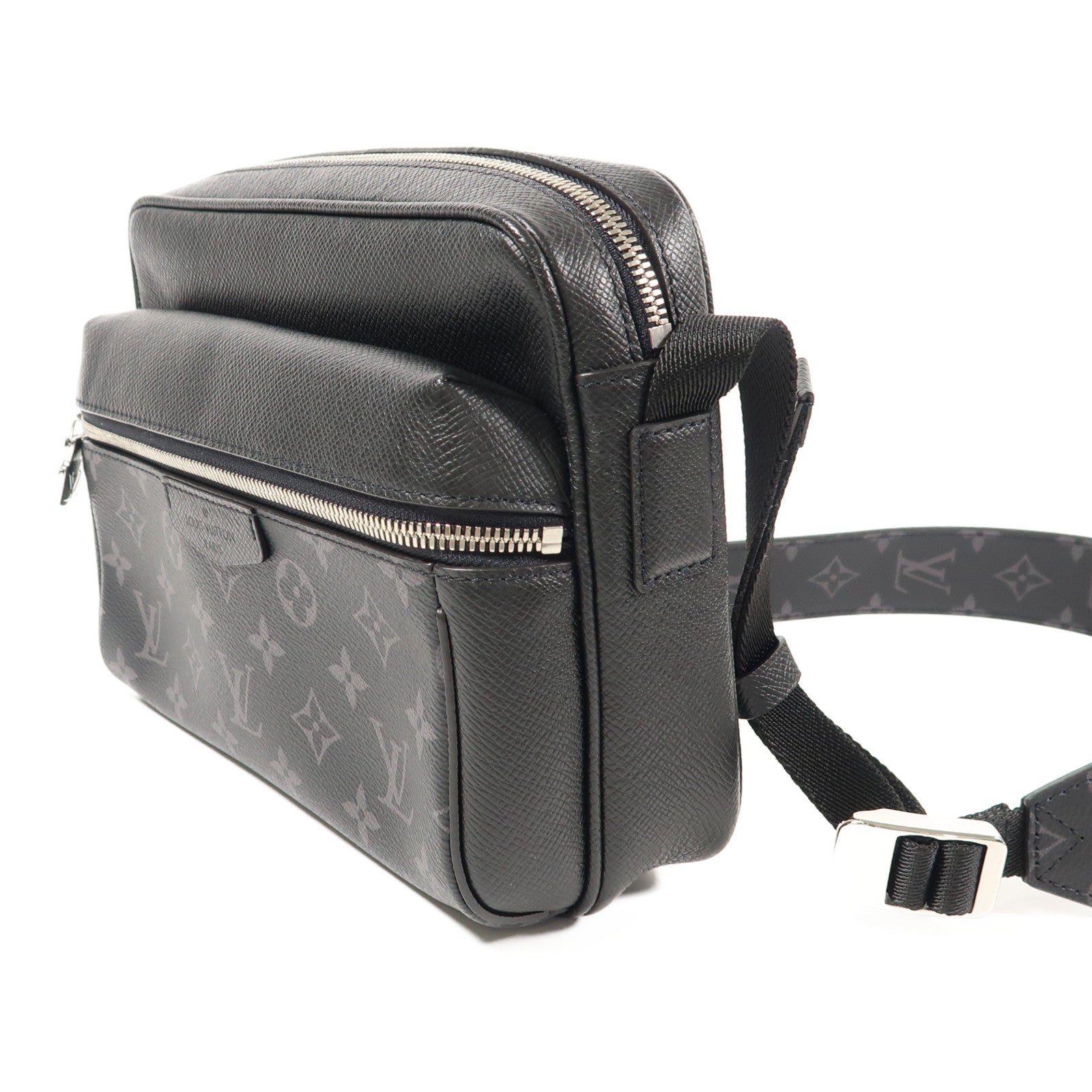 LOUIS VUITTON Monogram Eclipse/Taiga Outdoor Messenger銀扣肩背袋/斜挎包