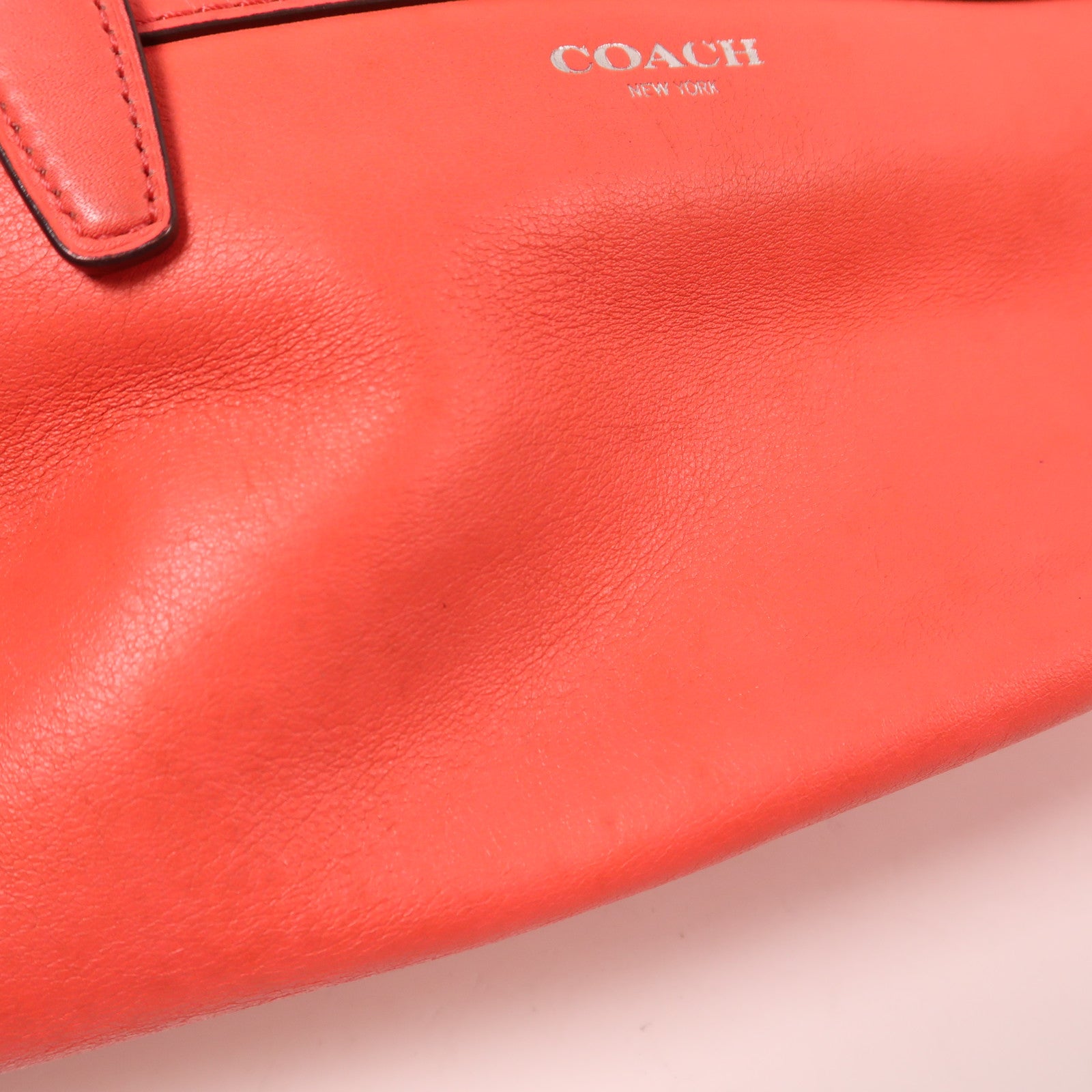 COACH 牛皮皮革2 Way Shoulde銀扣手挽肩背兩用袋