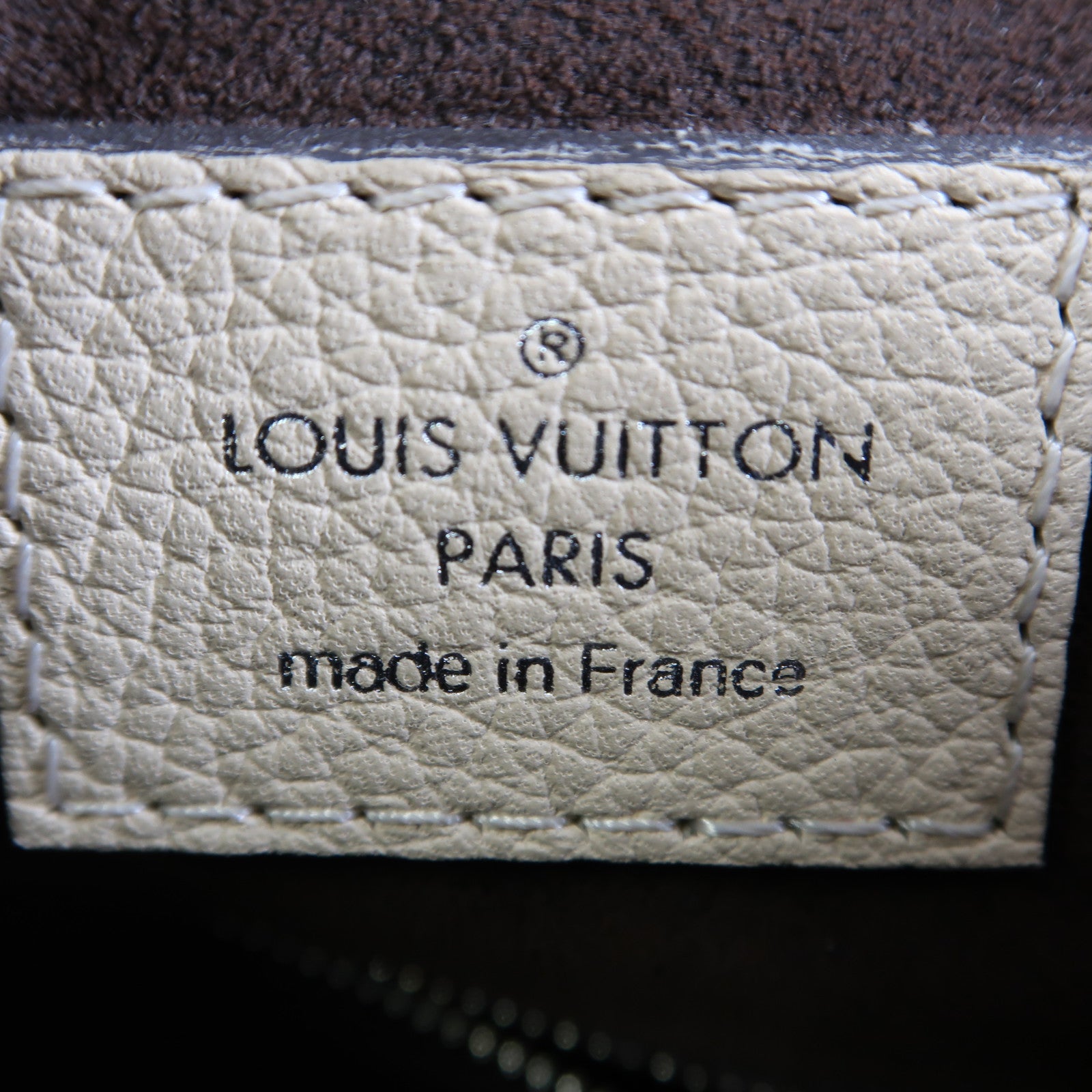 LOUIS VUITTON Mahina皮革Babylone BB銀扣手挽肩背兩用袋米色