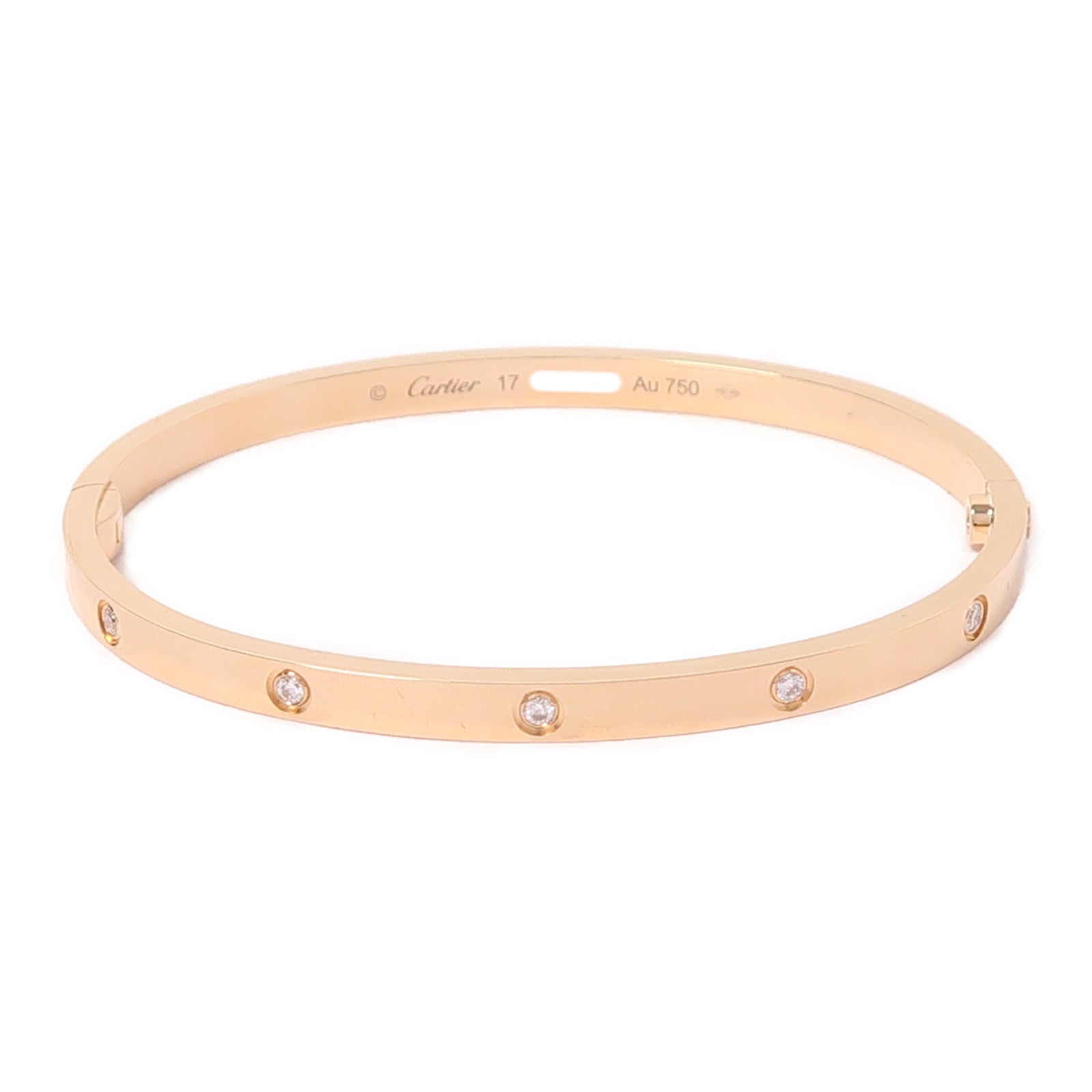 CARTIER 18K玫瑰金Love Bracelet Small Model 10 Diamonds鑽石手鐲#17