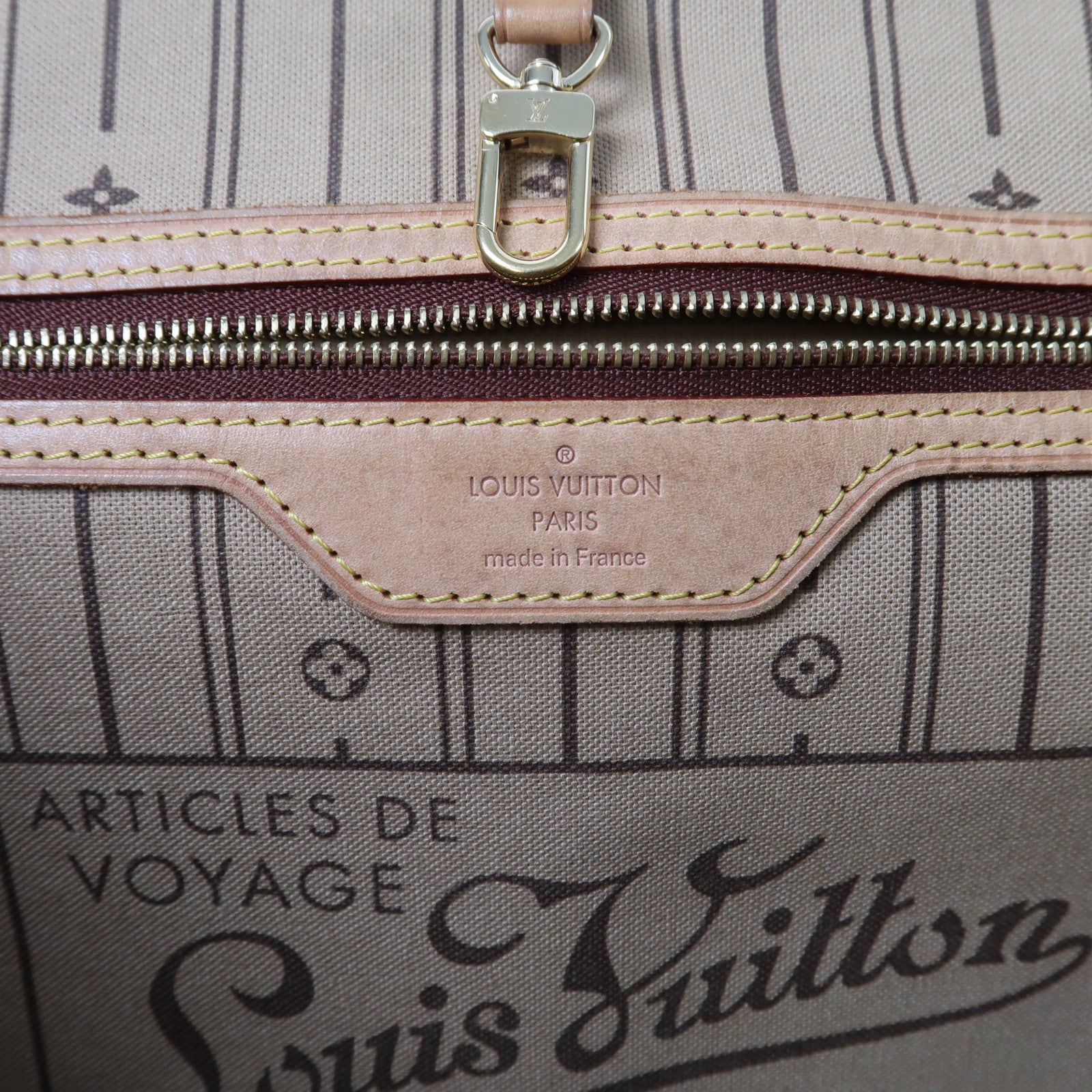 LOUIS VUITTON Monogram Neverfull GM金扣手挽袋啡色