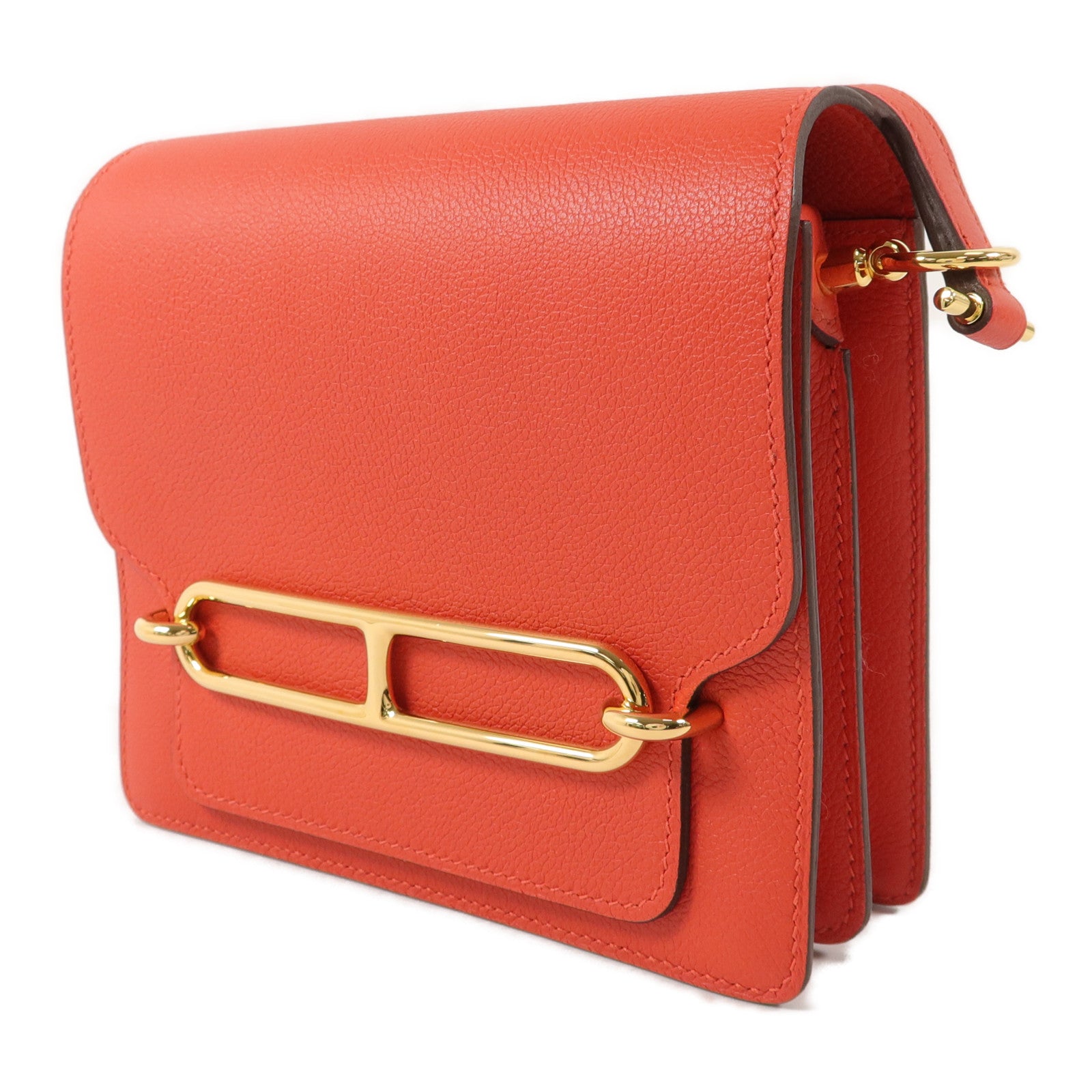 HERMES Evercolor皮革Roulis Mini肩背袋Rouge Tomate
