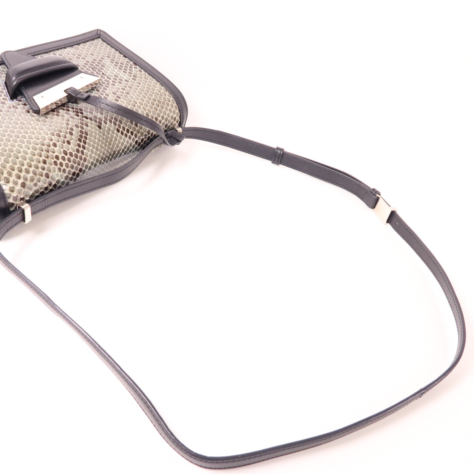 LOEWE 蛇皮皮革Barcelona銀扣肩背袋