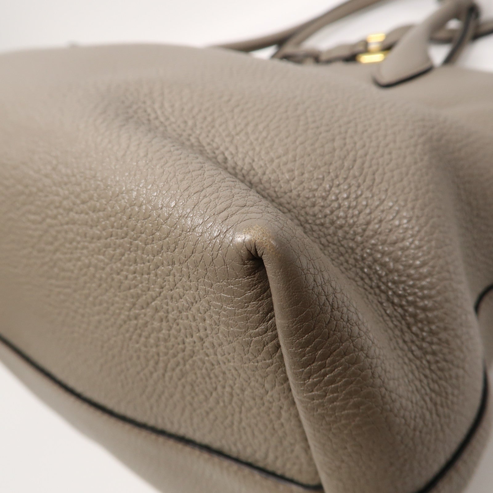 PRADA 皮革2 Way Shoulder金扣手挽肩背兩用袋啡色