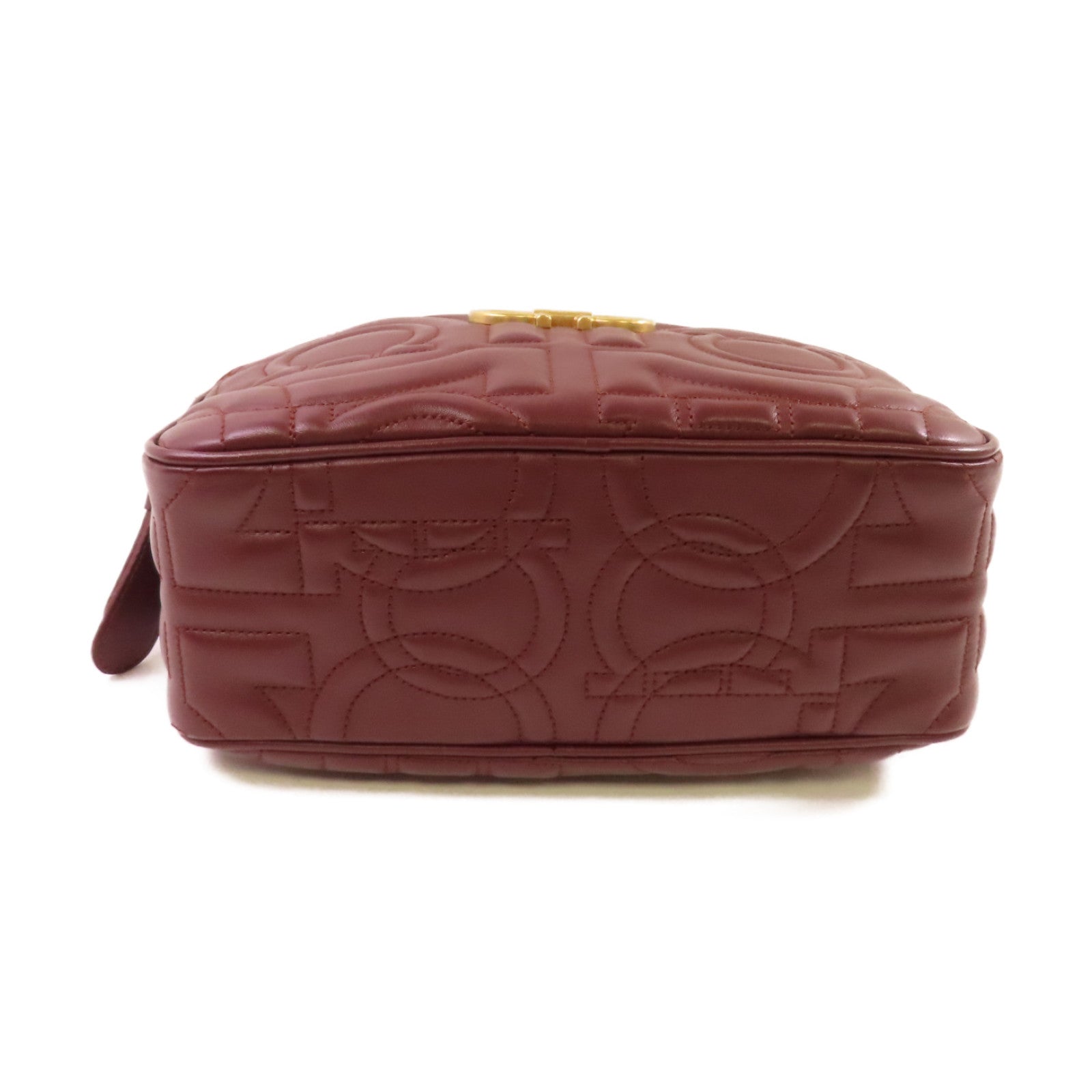 Salvatore Ferragamo 牛皮皮革Gancini Camera Shoulder Bag金扣肩背袋酒紅色