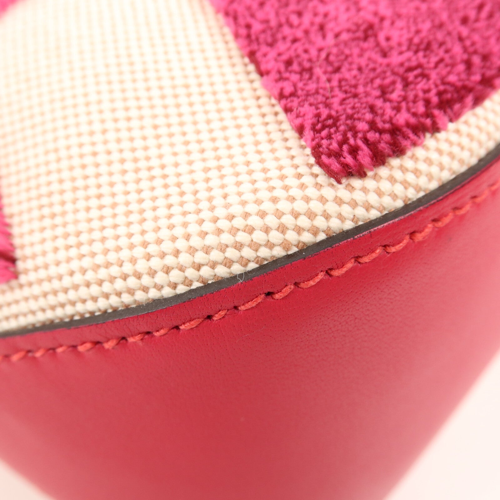 HERMES Toile H帆布/天鵝絨Cabas H En Biais 27手挽肩背兩用袋Framboise