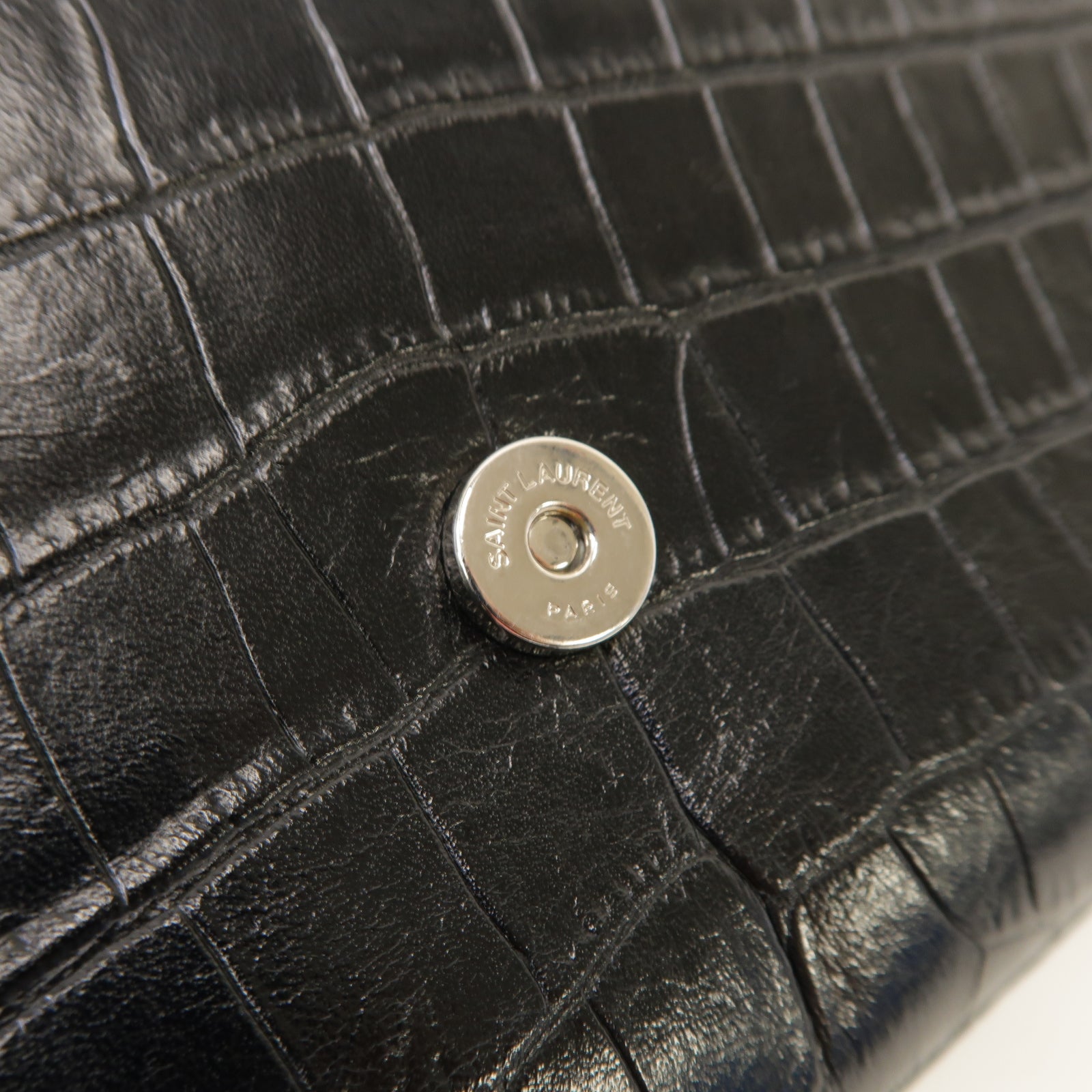 SAINT LAURENT 牛皮皮革Kate Bag銀扣鏈帶肩背袋黑色