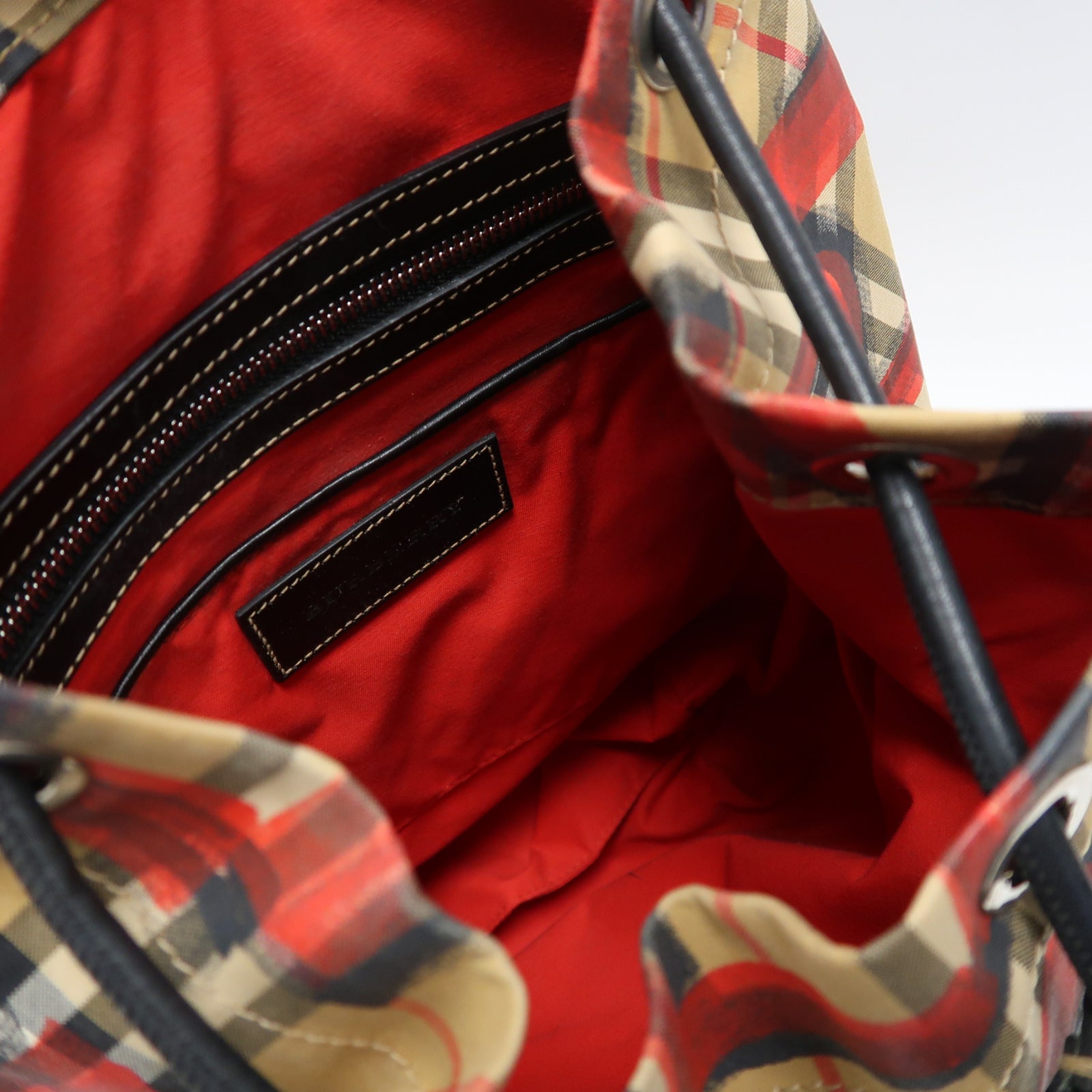 BURBERRY 帆布Backpack銀扣背包紅色/啡色