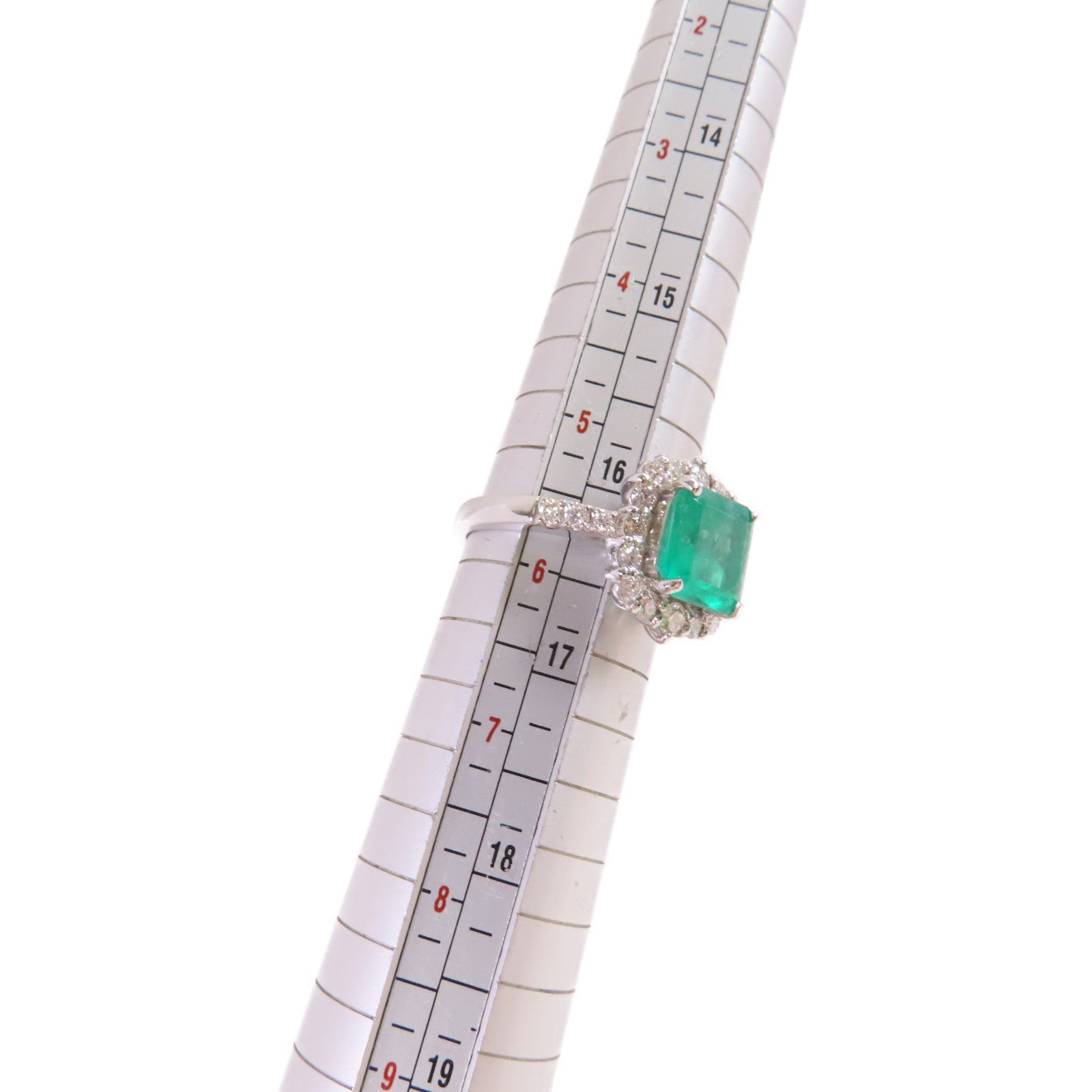 JEWELRY PT950鉑金/2.21ct綠寶石/0.65ct鑚石Emerald Diamond Ring戒指US#5.75