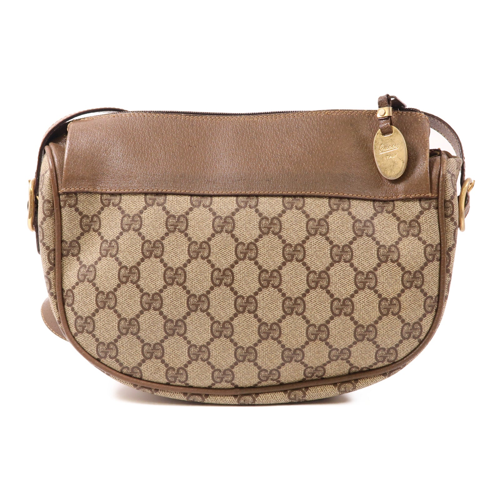 GUCCI GG GHW Vintage Shoulder Bag 01-37-4001 Coated Canvas Brown