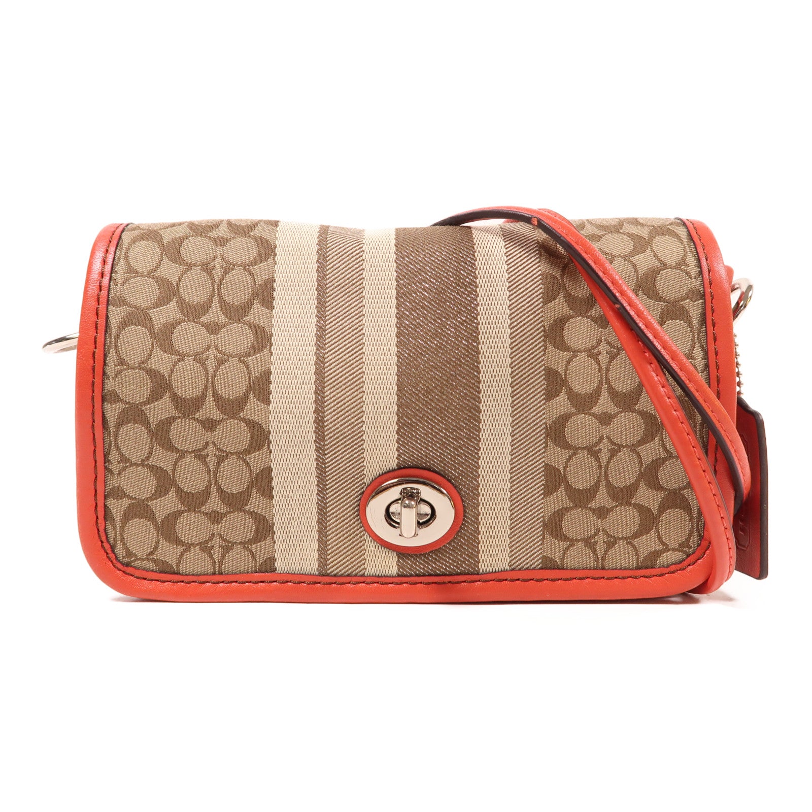COACH 帆布/牛皮皮革Shoulder Bag銀扣肩背袋