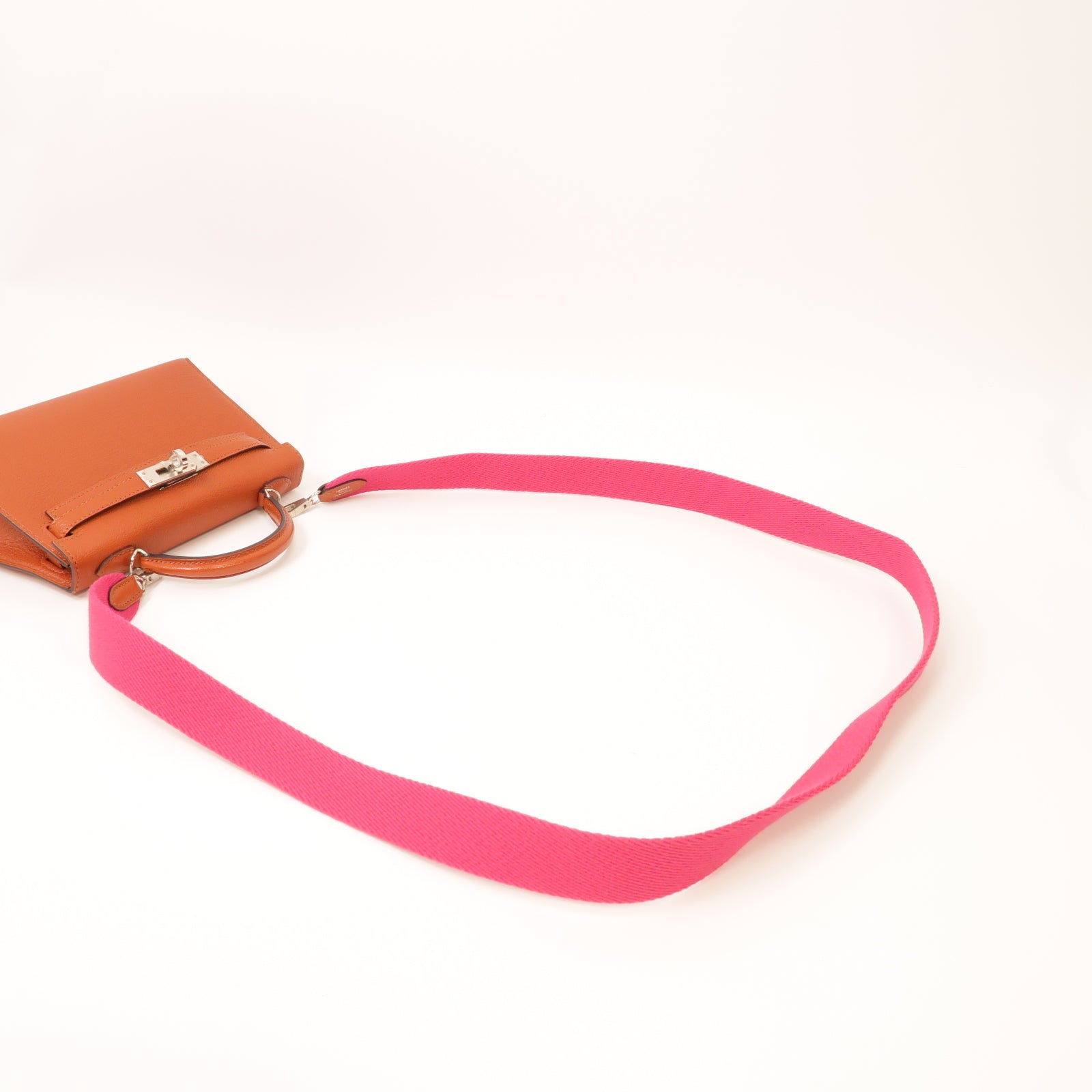 HERMES 【激減優惠】Chevre皮革Mini Kelly II銀扣手挽肩背兩用袋啡色