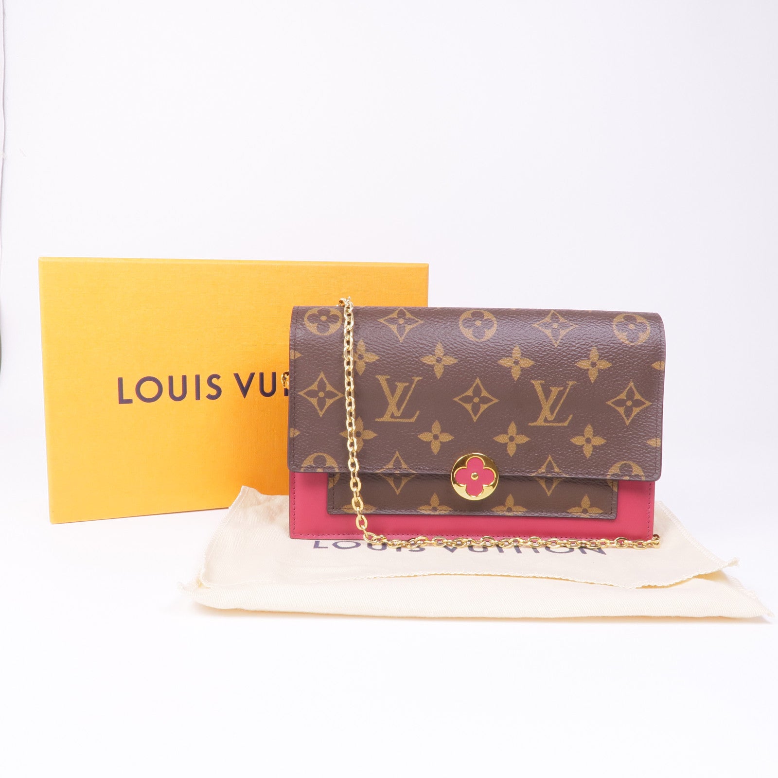 LOUIS VUITTON Monogram Flore金扣鏈帶肩背袋