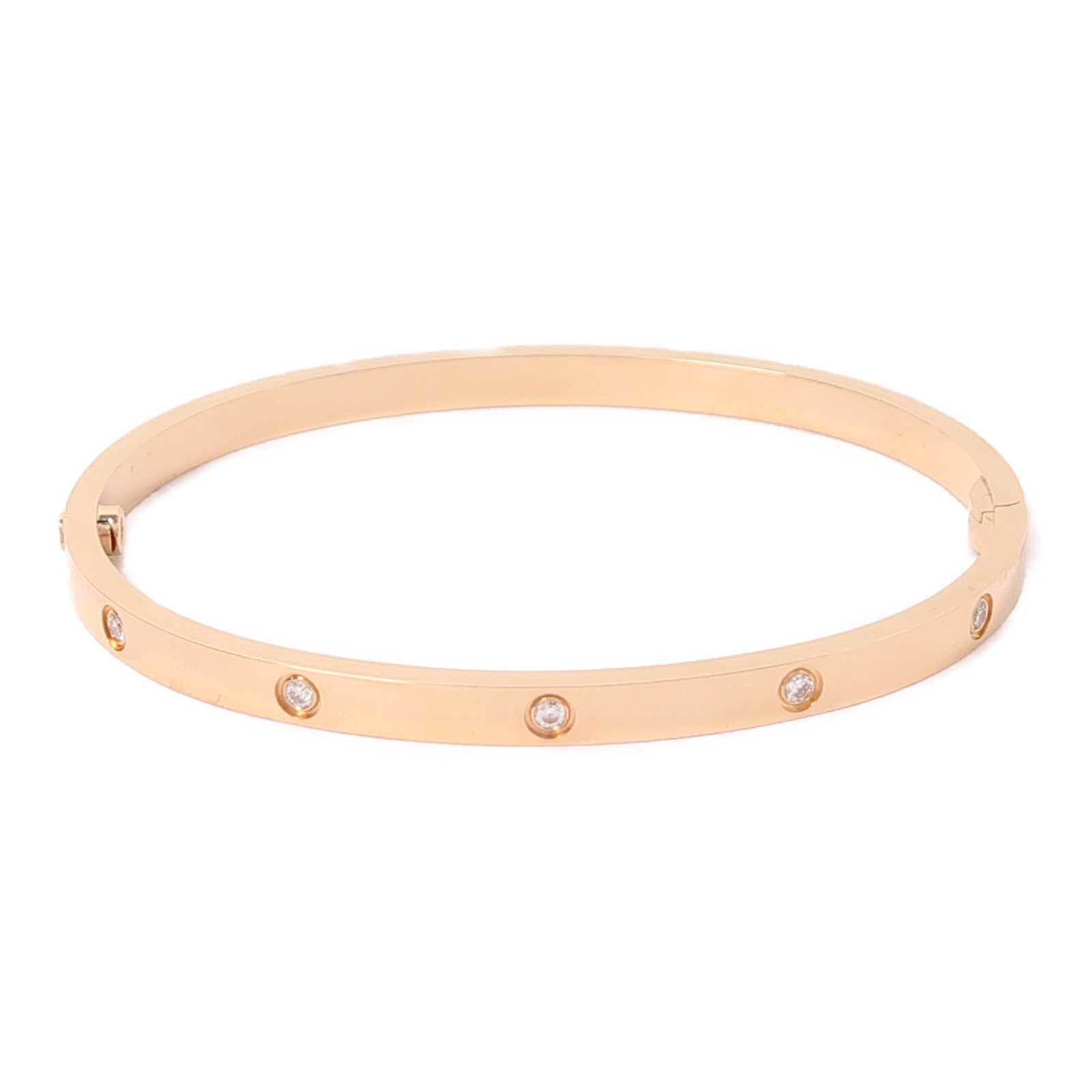 CARTIER 18K玫瑰金Love Bracelet Small Model 10 Diamonds鑽石手鐲#17