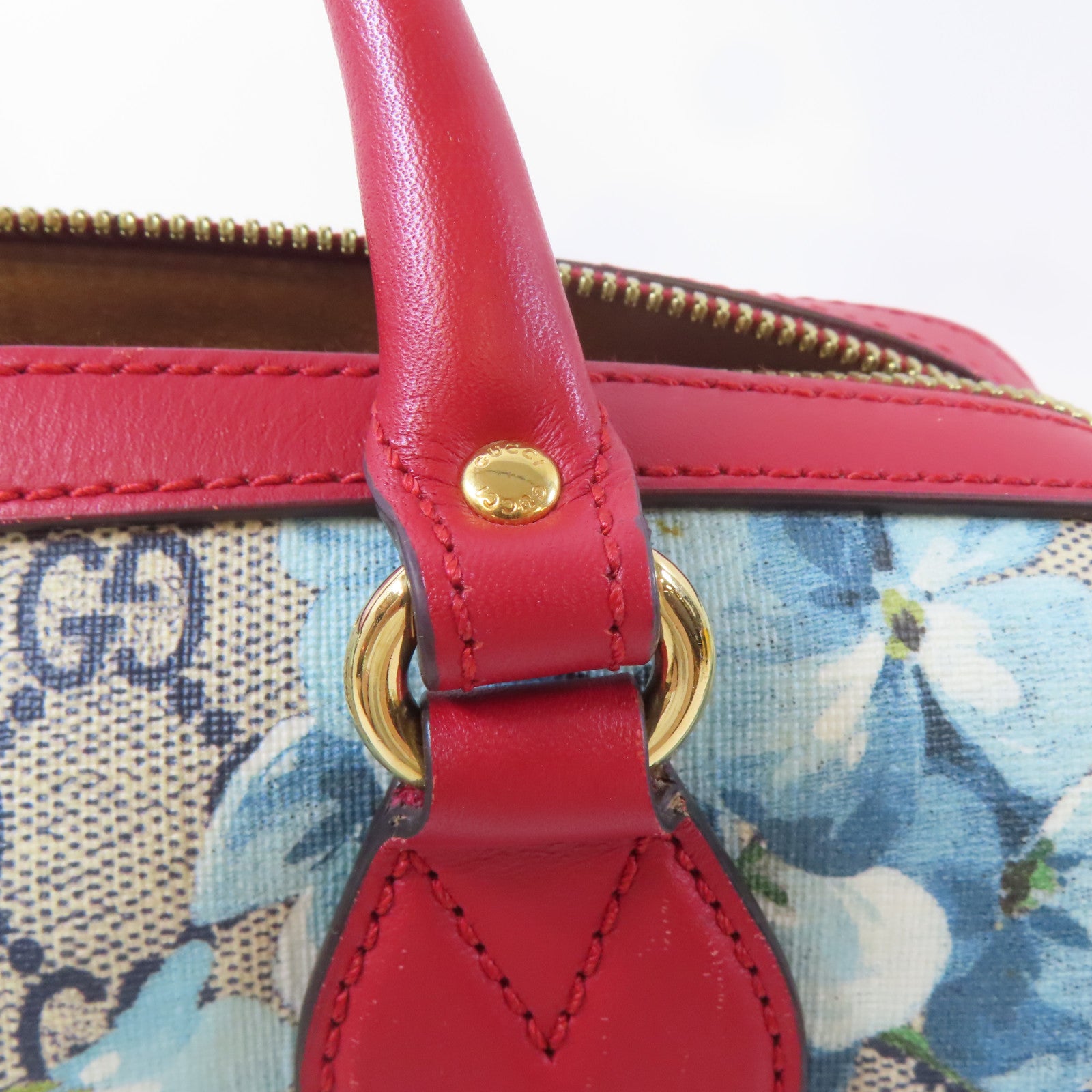 GUCCI 【激減優惠】塗層帆布Floral Blooms Small GG Supreme Monogram Boston Bag金扣手挽肩背兩用袋啡色/紅色