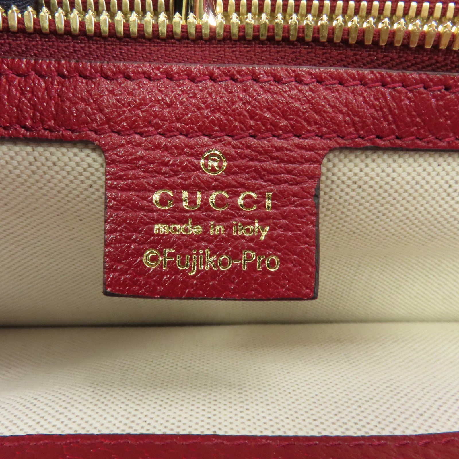 GUCCI 塗層帆布Doraemon 2 Way Tote金扣手挽肩背兩用袋啡色/紅色