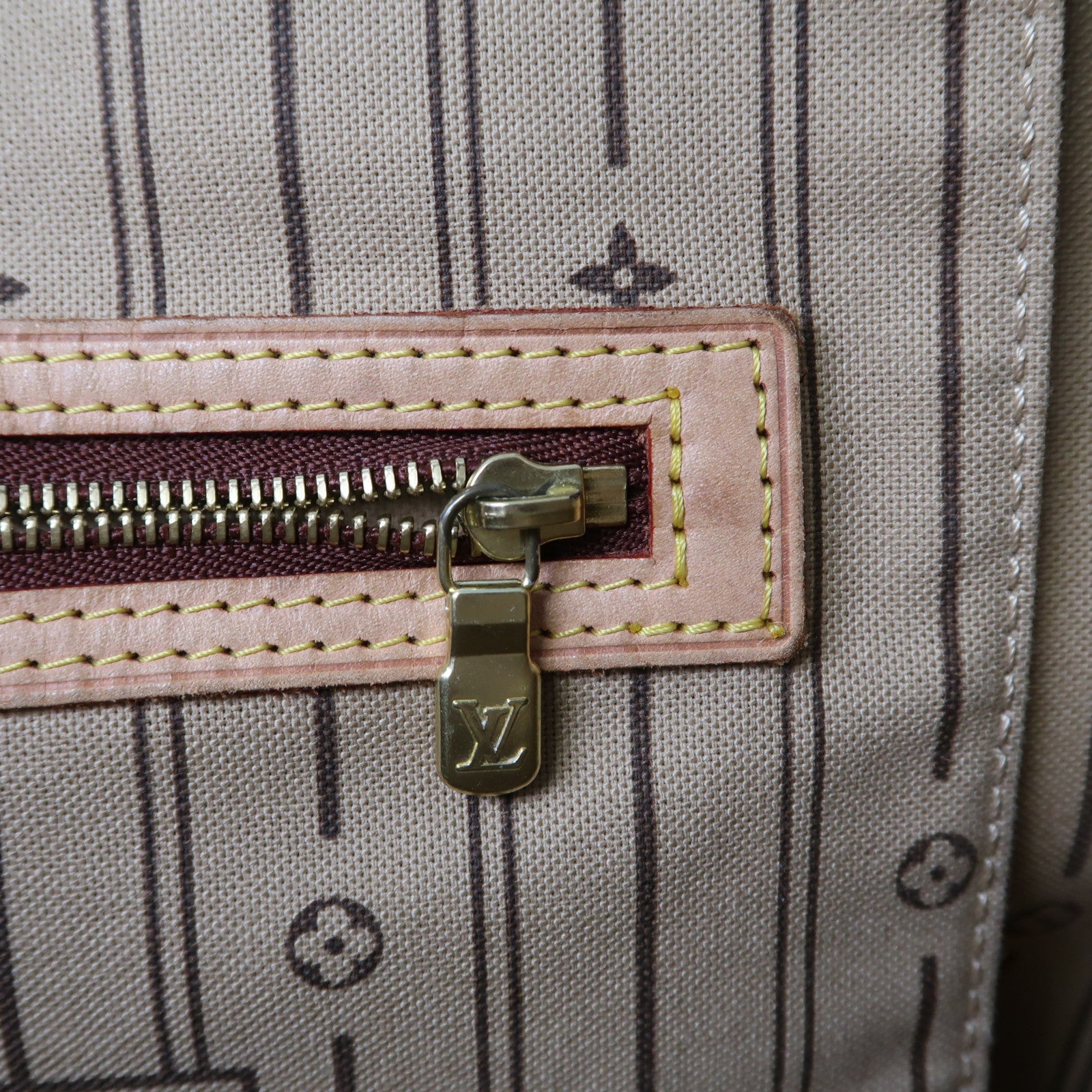LOUIS VUITTON Monogram Neverfull GM金扣手挽袋啡色