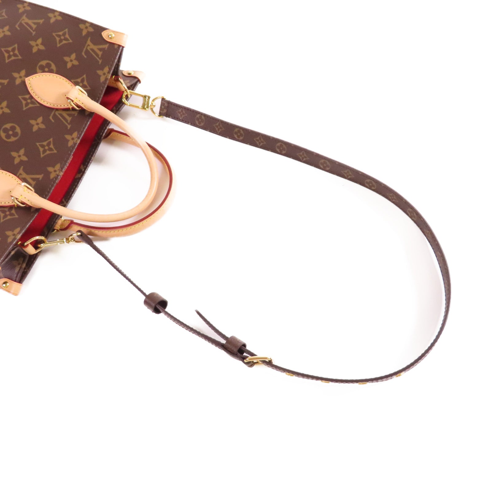LOUIS VUITTON Monogram Sac Plat PM 2Way Tote Bag金扣手挽肩背兩用袋啡色