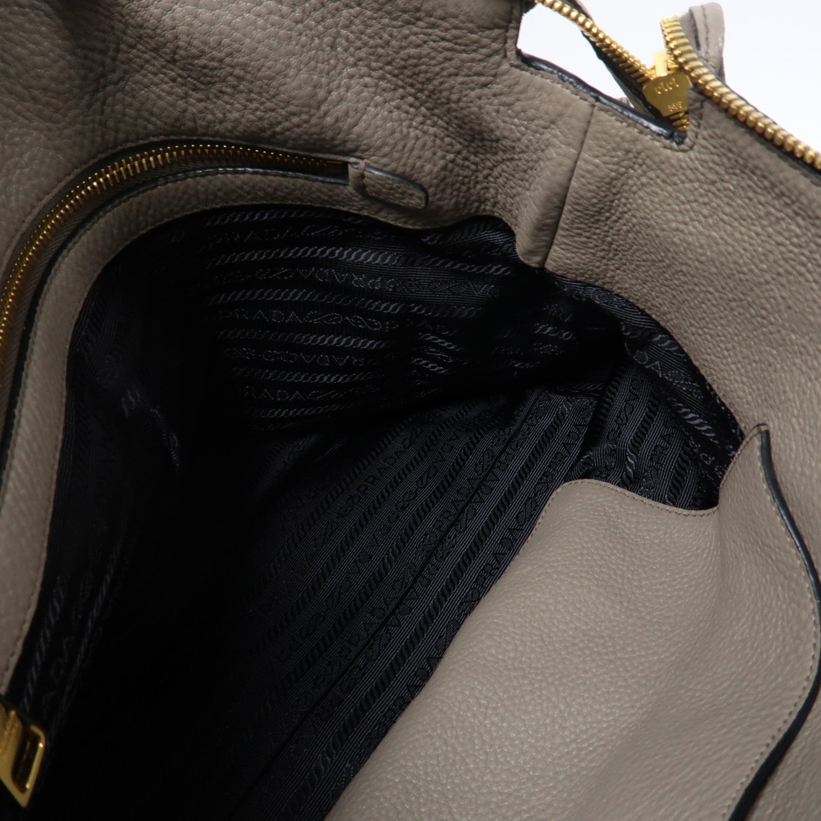PRADA 皮革2 Way Shoulder金扣手挽肩背兩用袋啡色