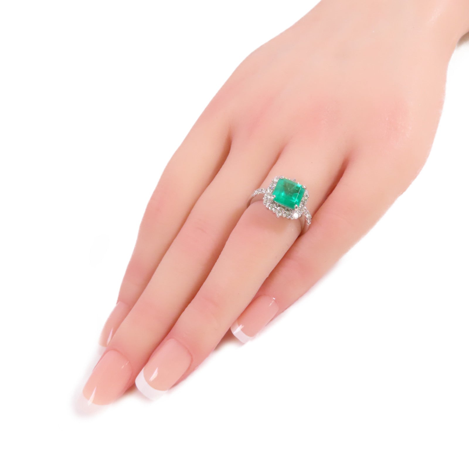 JEWELRY PT950鉑金/2.21ct綠寶石/0.65ct鑚石Emerald Diamond Ring戒指US#5.75