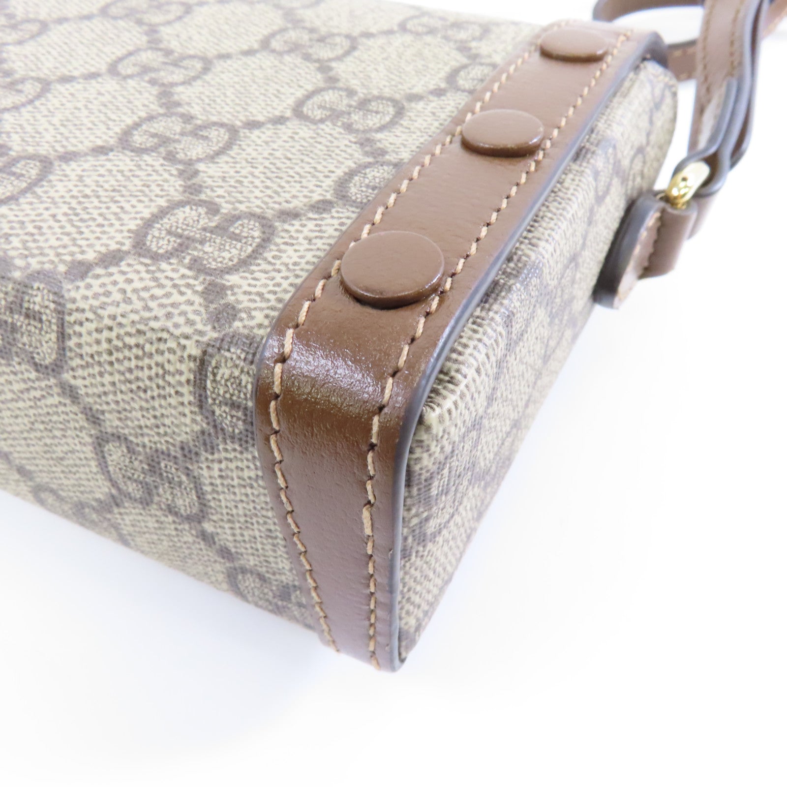 GUCCI 塗層帆布Horsebit 1955 Mini金扣肩背袋啡色