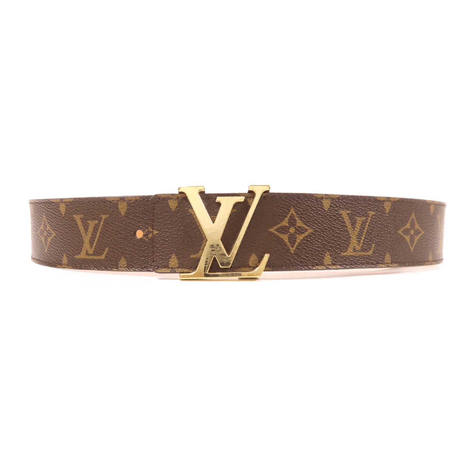 LOUIS VUITTON Monogram Initiales Belt金扣皮帶棕色