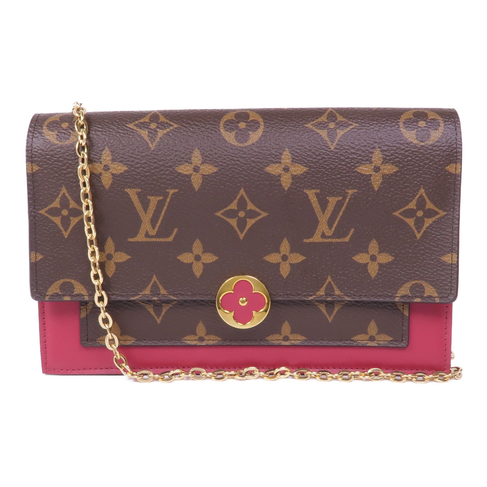 LOUIS VUITTON Monogram Flore金扣鏈帶肩背袋