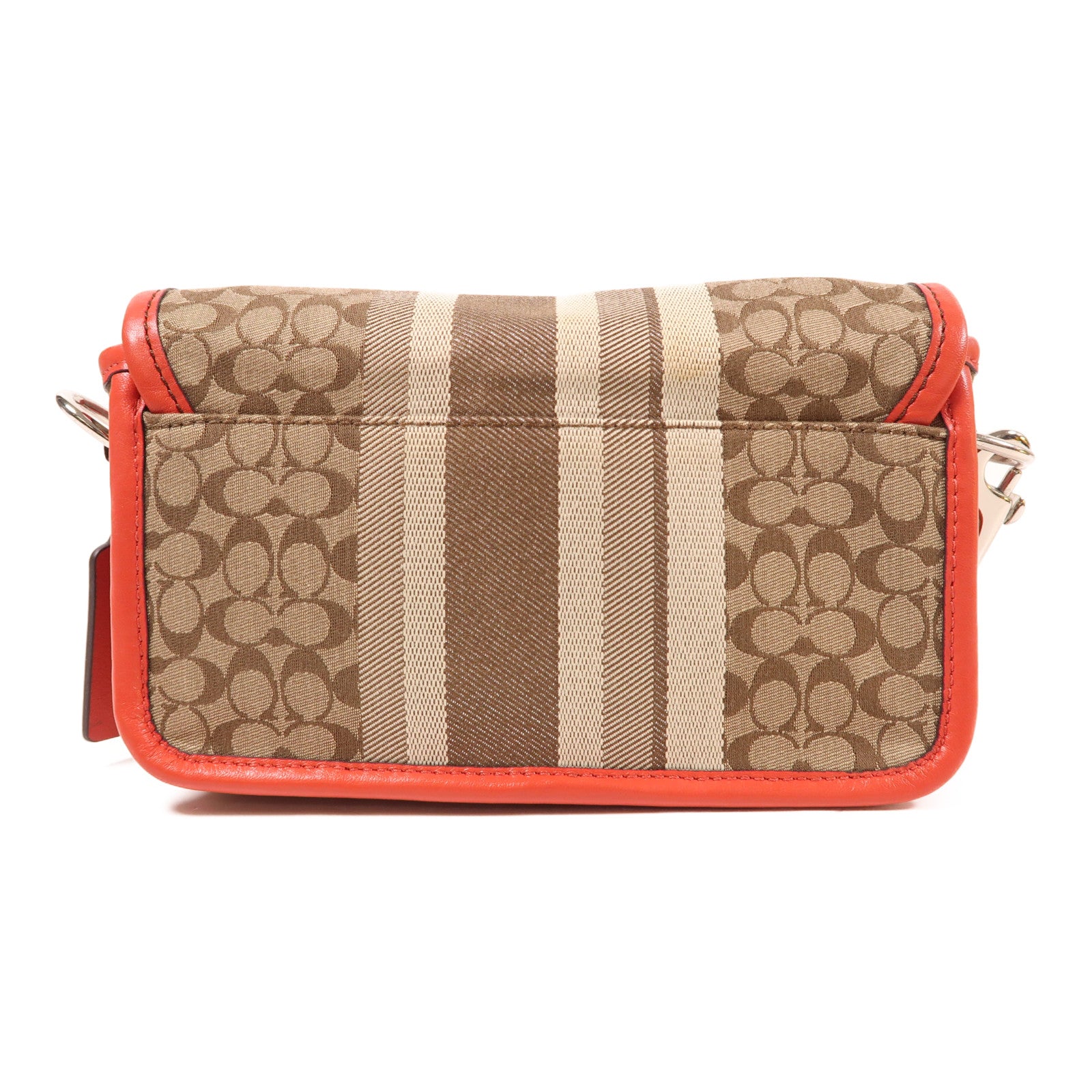 COACH 帆布/牛皮皮革Shoulder Bag銀扣肩背袋