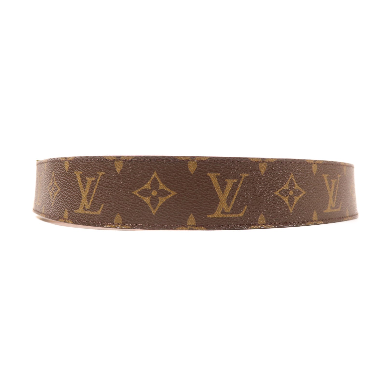LOUIS VUITTON Monogram Initiales Belt金扣皮帶棕色