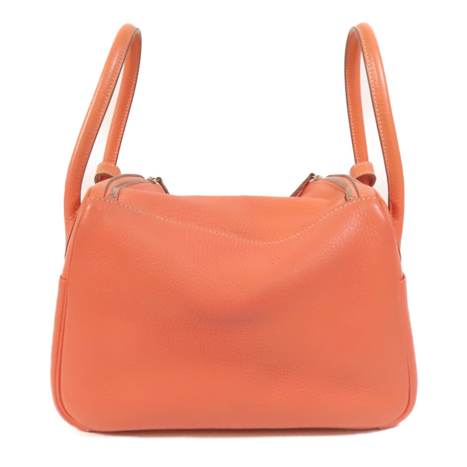 HERMES Clemence皮革Lindy 26銀扣手挽肩背兩用袋Flamingo