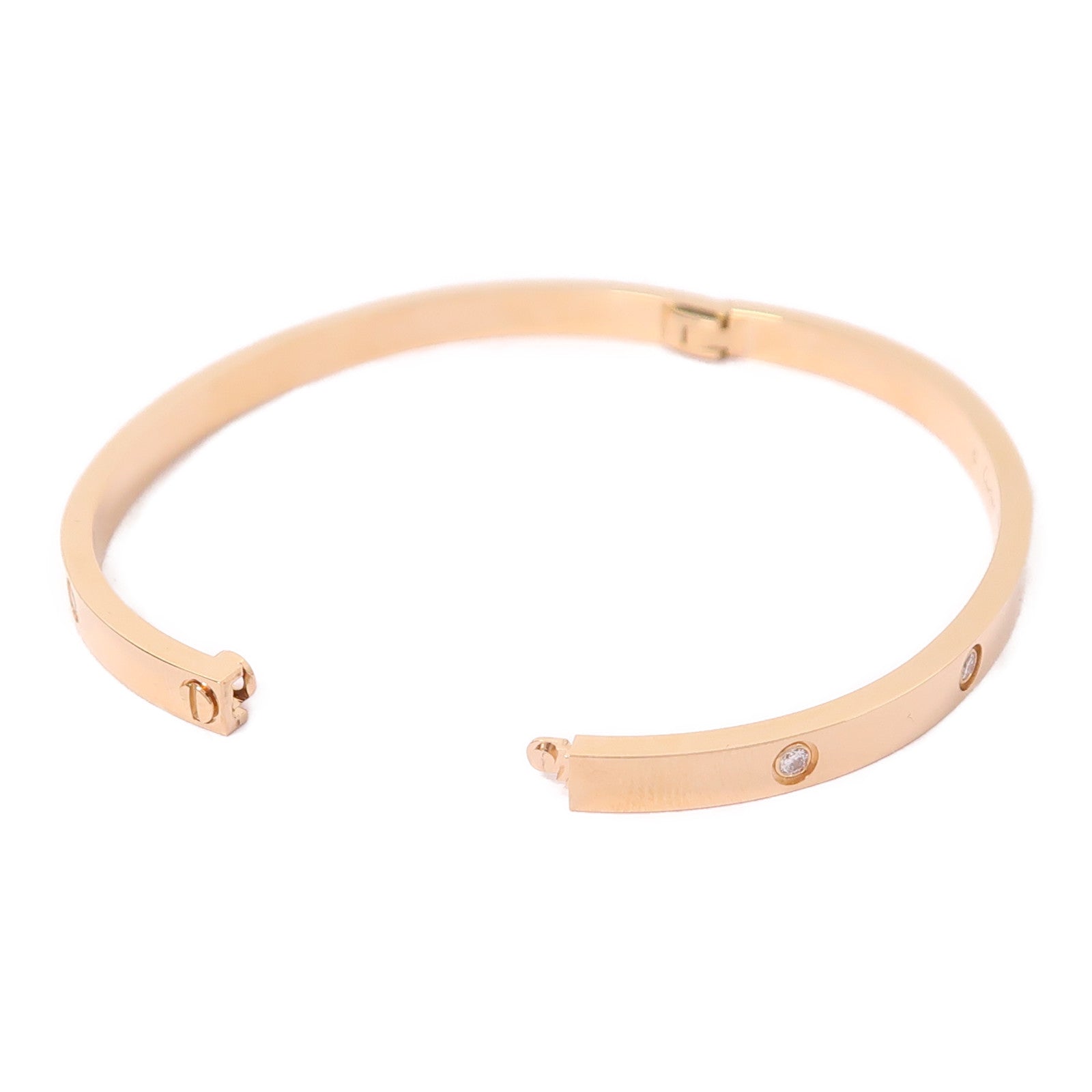 CARTIER 18K玫瑰金Love Bracelet Small Model 10 Diamonds鑽石手鐲#17