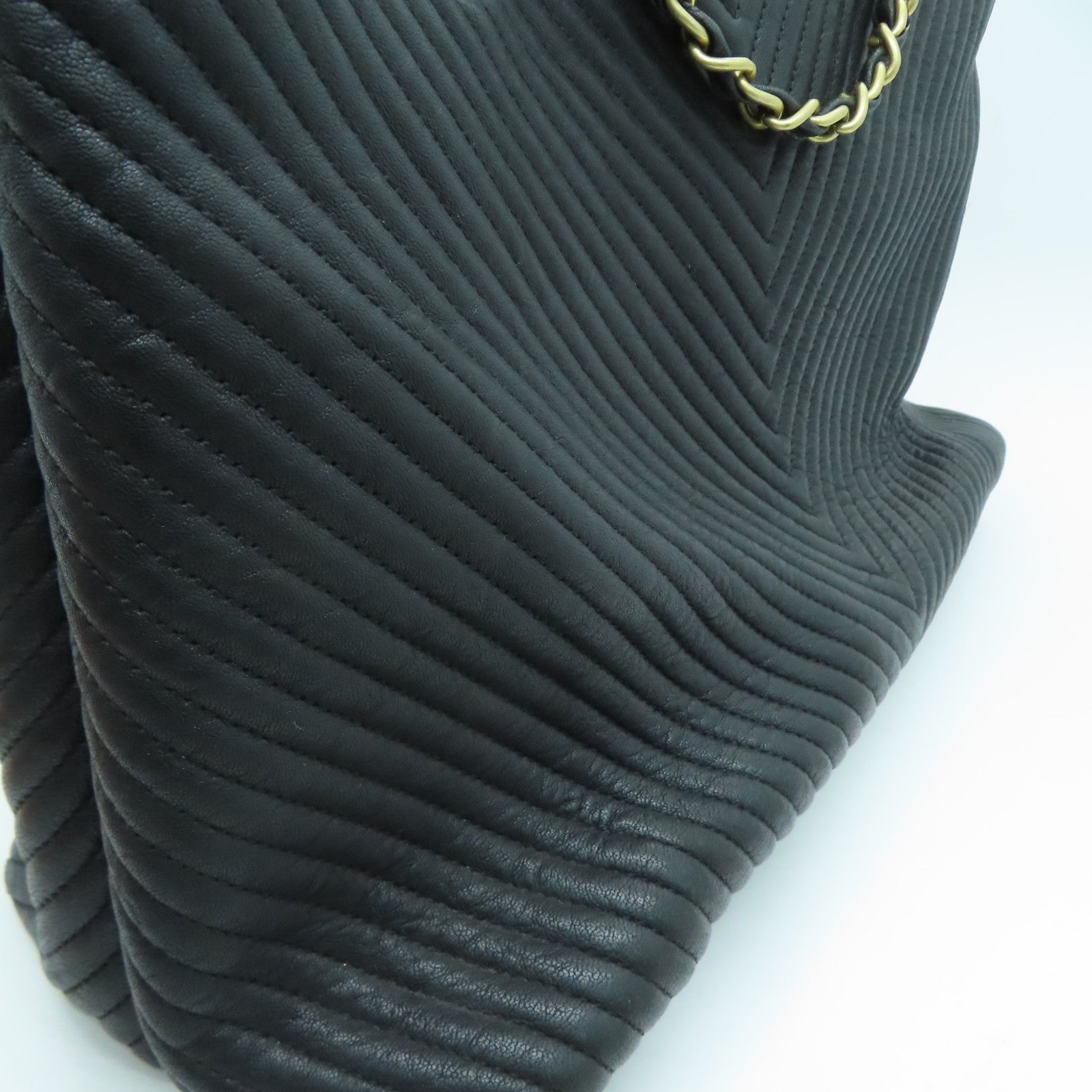 CHANEL twill cowhide leather Tote Bag gold buckle handle bag black